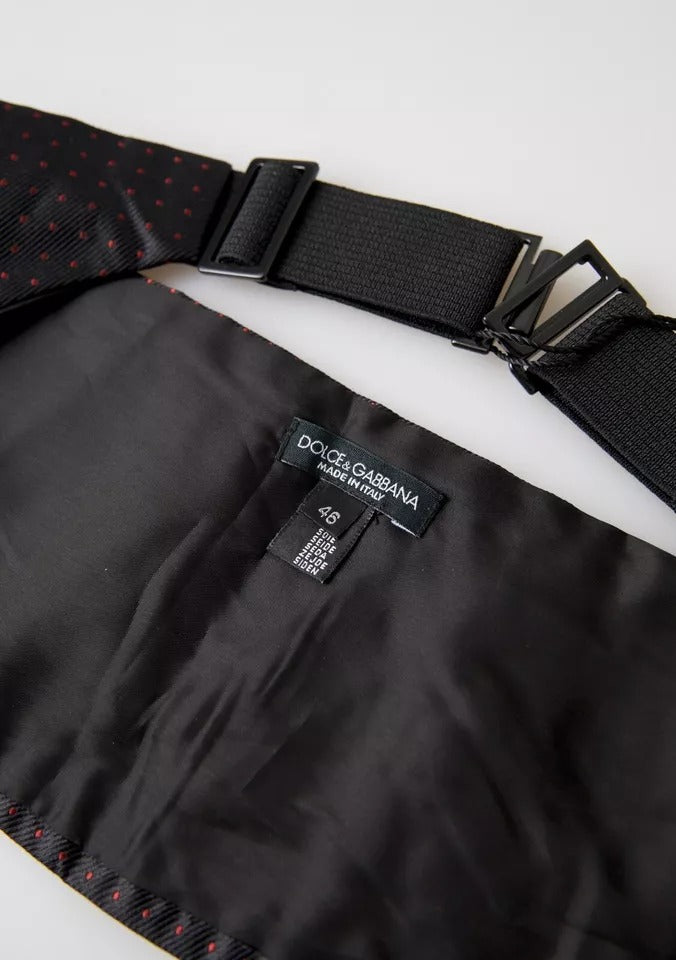 Dolce & Gabbana Black Silk Dotted Waist Tuxedo Belt Cummerbund Dolce & Gabbana