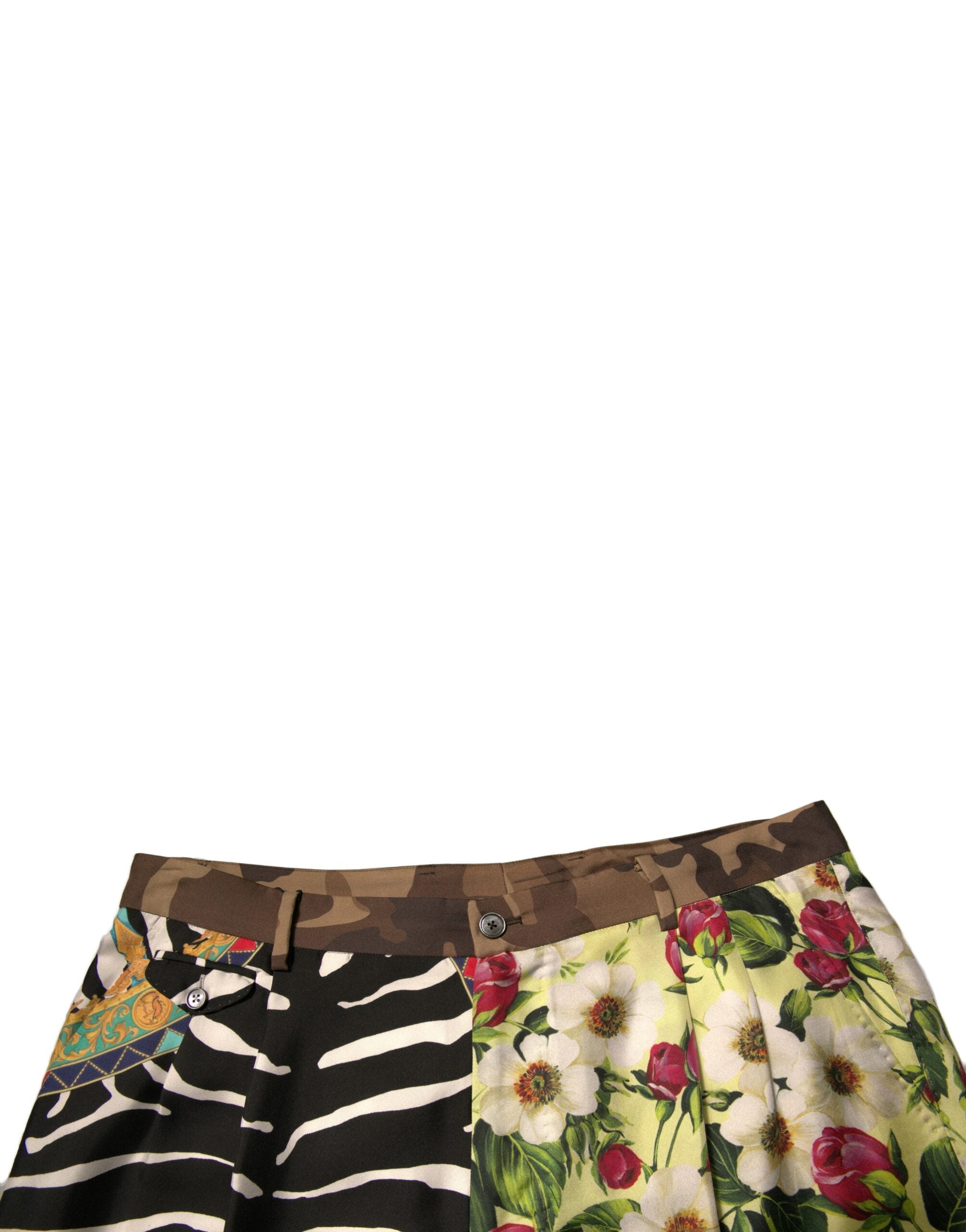 Dolce & Gabbana Multicolor Patchwork Silk Men Chino Shorts Dolce & Gabbana