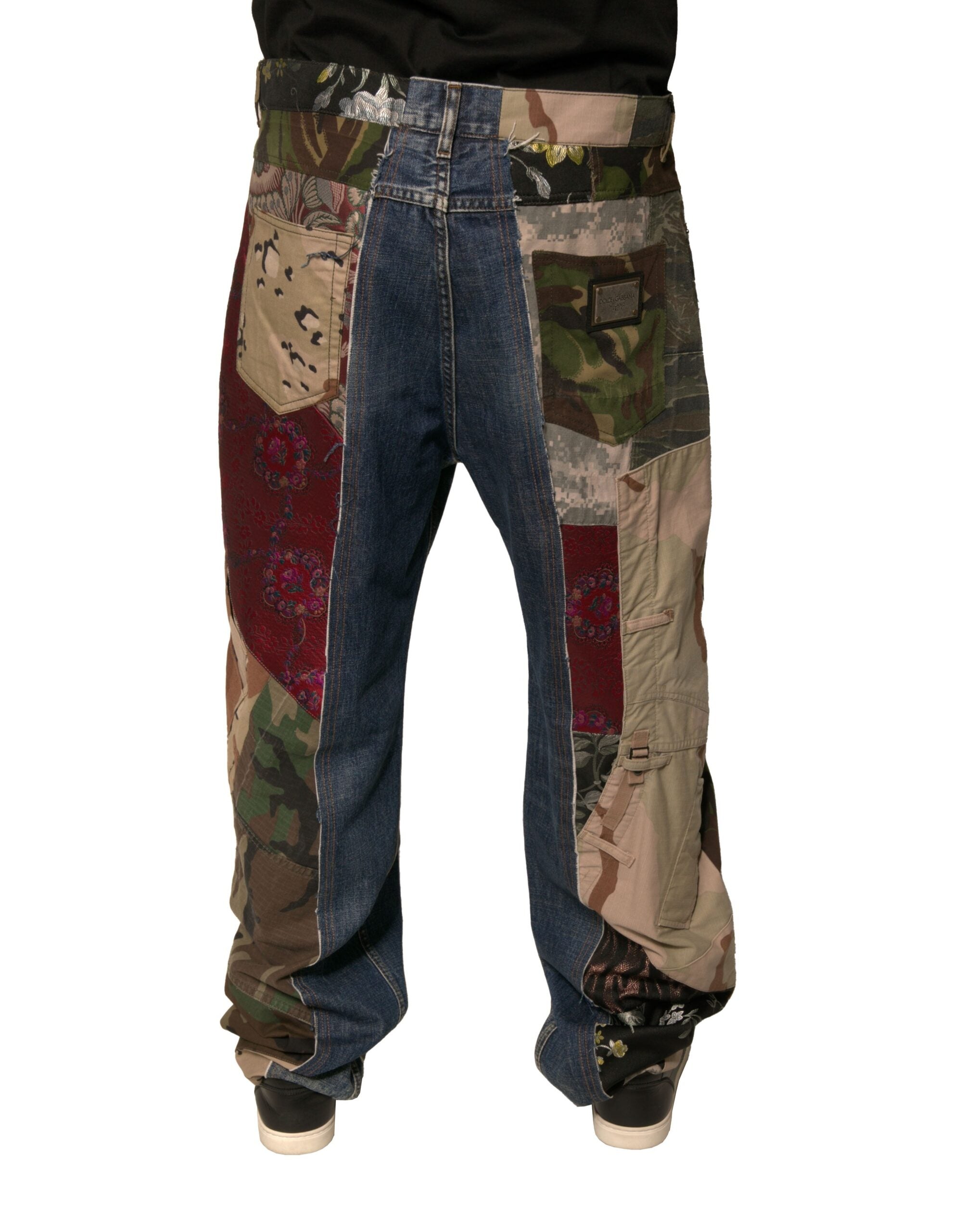 Dolce & Gabbana Blue Patchwork Cotton Straight Denim Jeans Dolce & Gabbana
