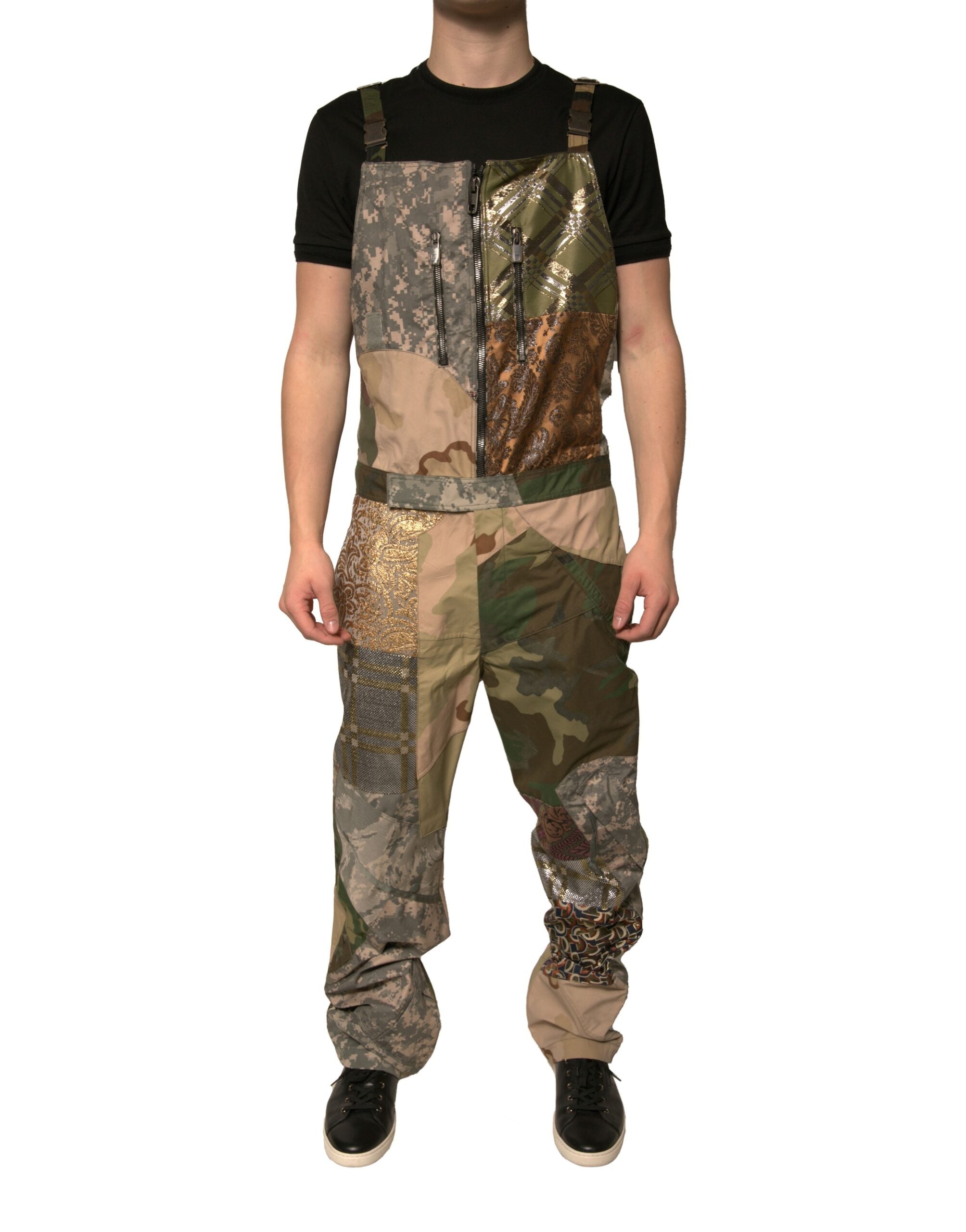 Dolce & Gabbana Multicolor Patchwork Camouflage Overall Pants Dolce & Gabbana