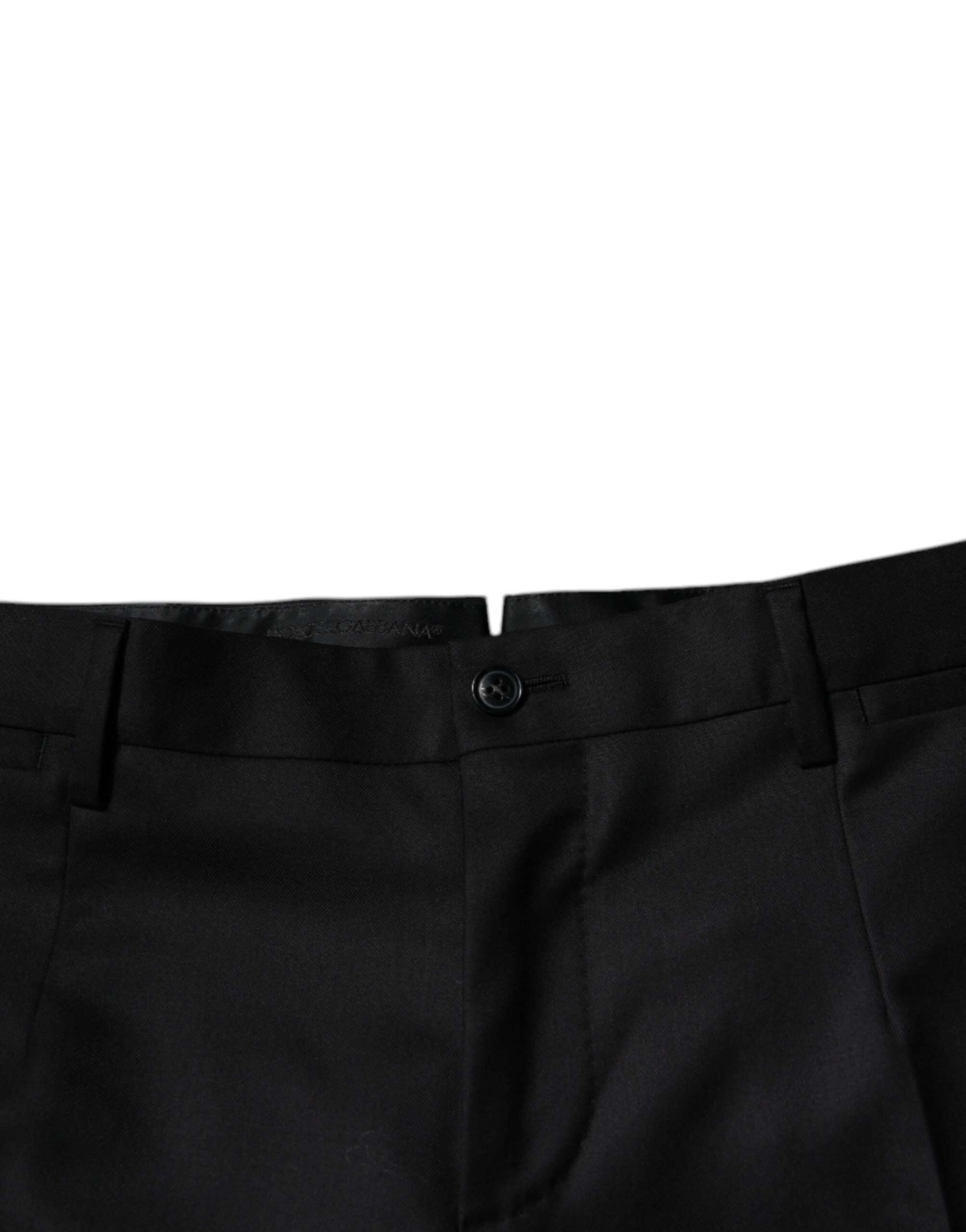 Dolce & Gabbana Black Wool Tapered Formal Dress Pants Dolce & Gabbana