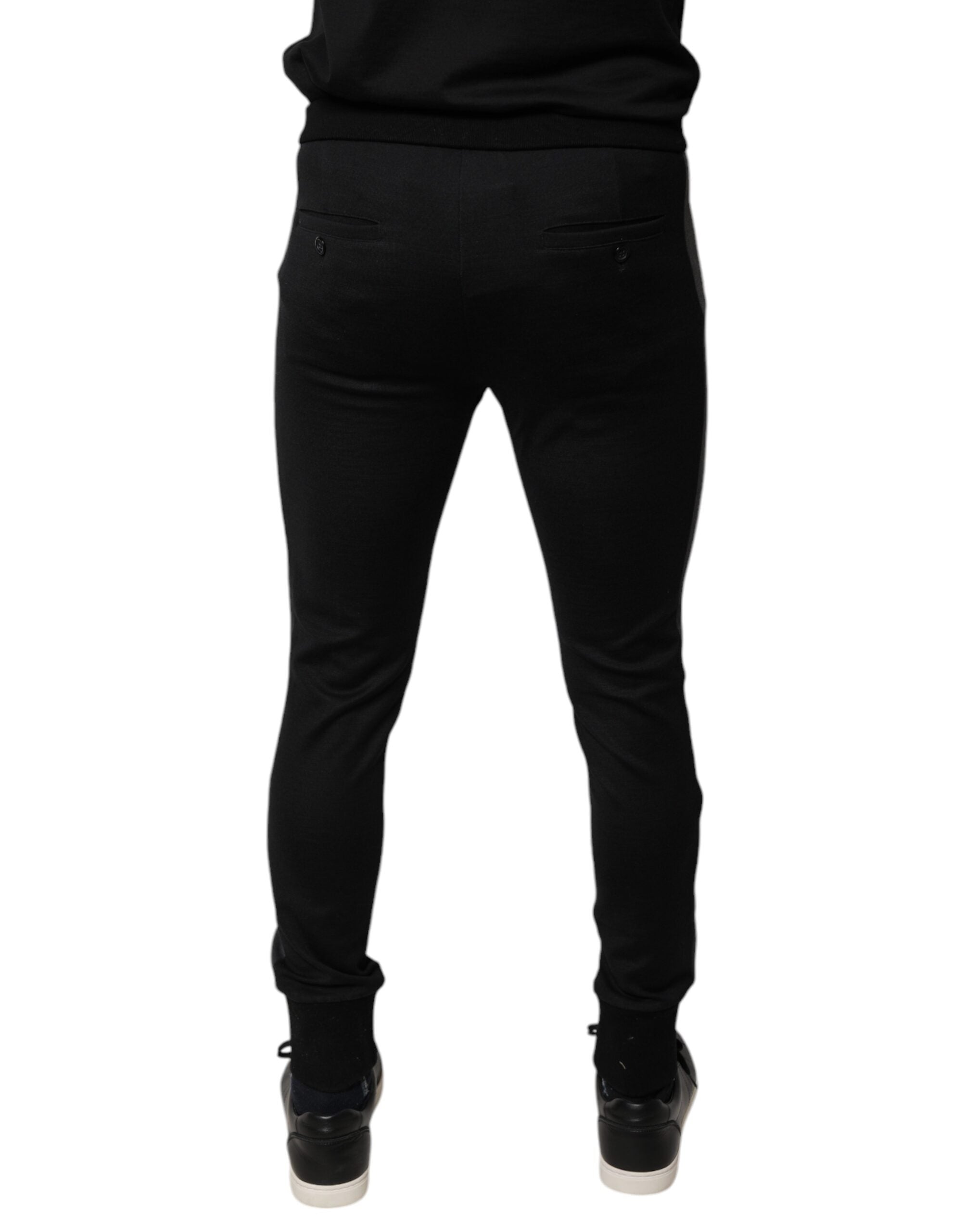 Dolce & Gabbana Black Horseshoe Embellished Wool Slim Fit Pants Dolce & Gabbana