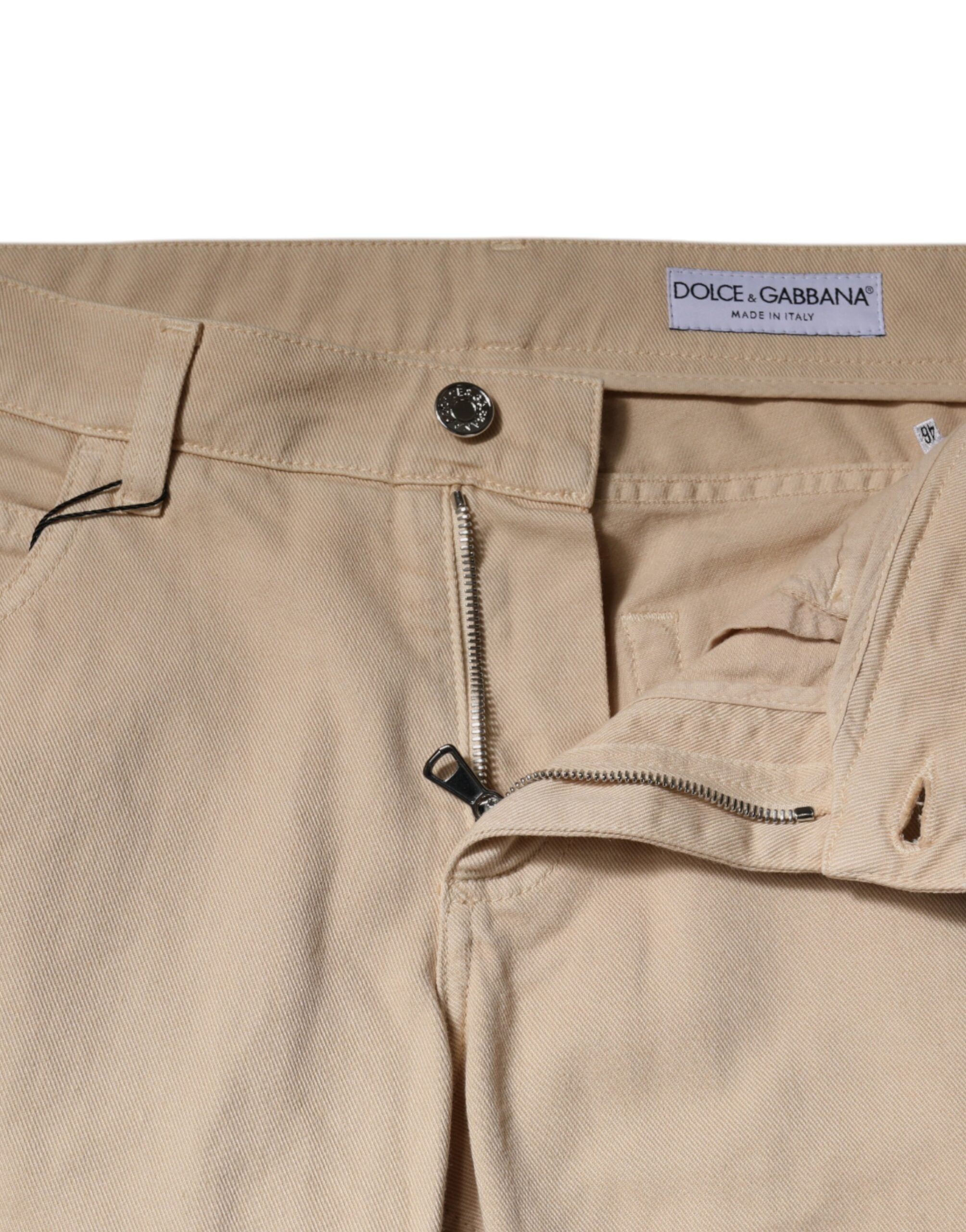 Dolce & Gabbana Beige Cotton Stretch Regular Men Denim Jeans Dolce & Gabbana