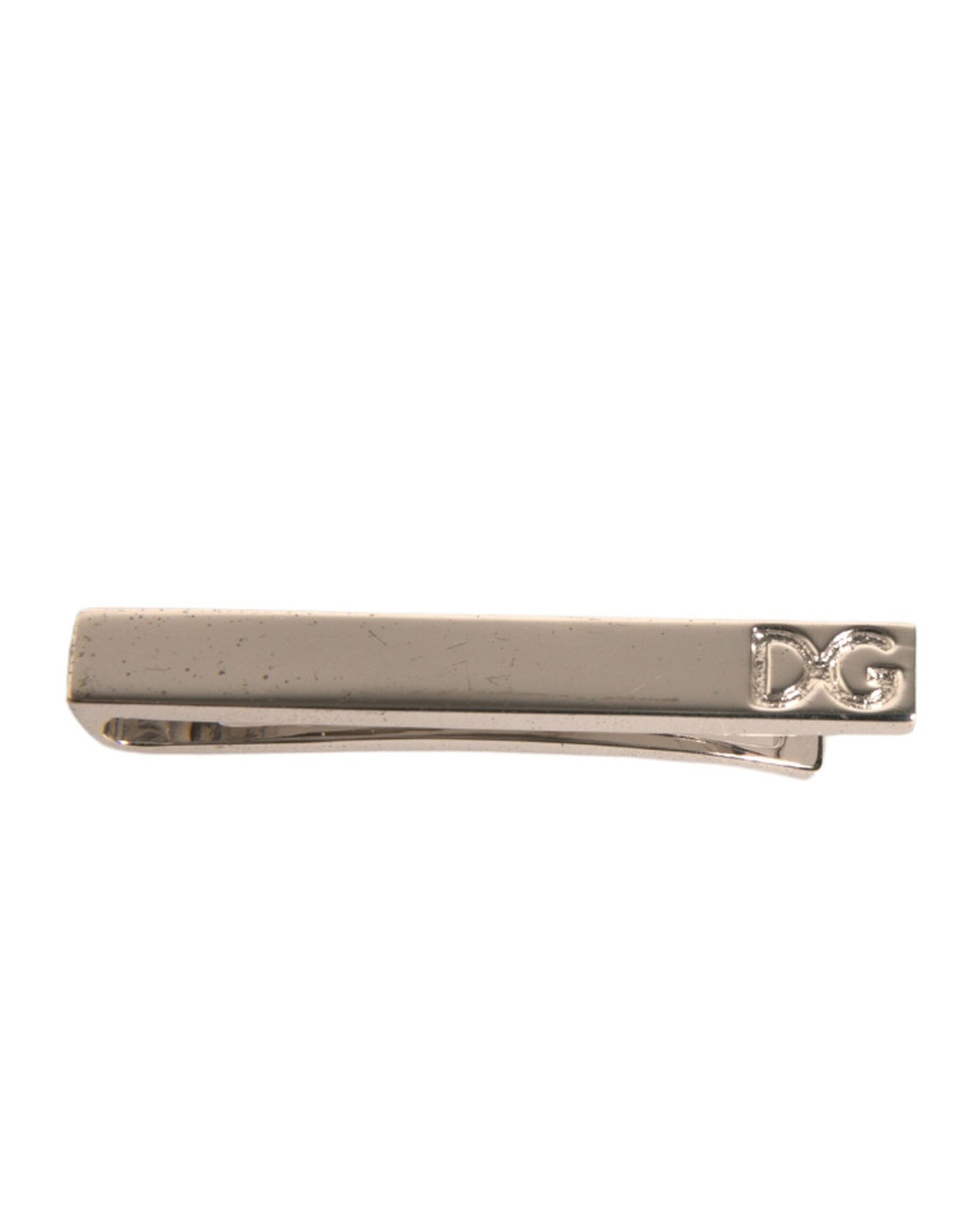 Dolce & Gabbana Silver Tone Brass Logo Branded Tie Clip Bar Dolce & Gabbana