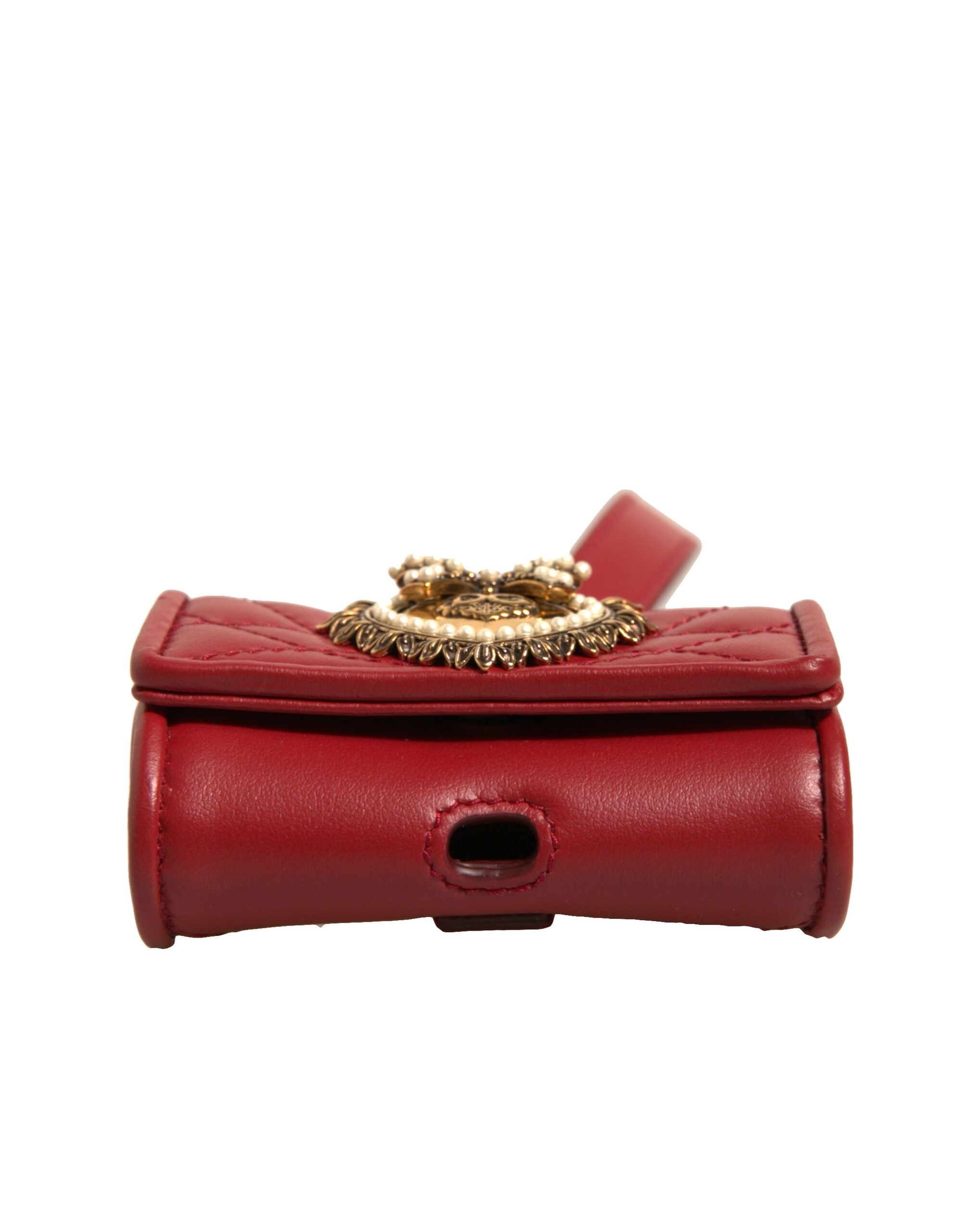 Dolce & Gabbana Black Leather Devotion Heart Strap Airpod Case Dolce & Gabbana