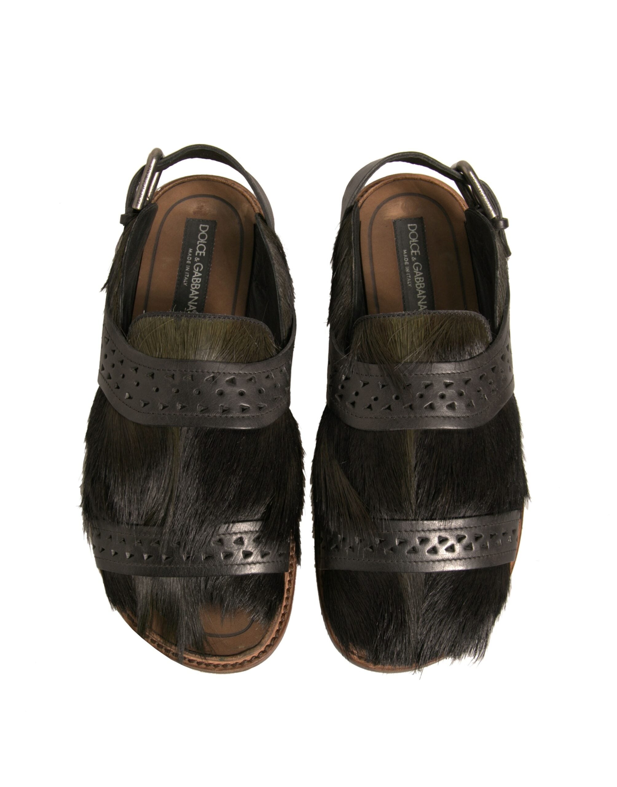 Dolce & Gabbana Green Gazelle Hair Leather Flats Sandals Shoes Dolce & Gabbana