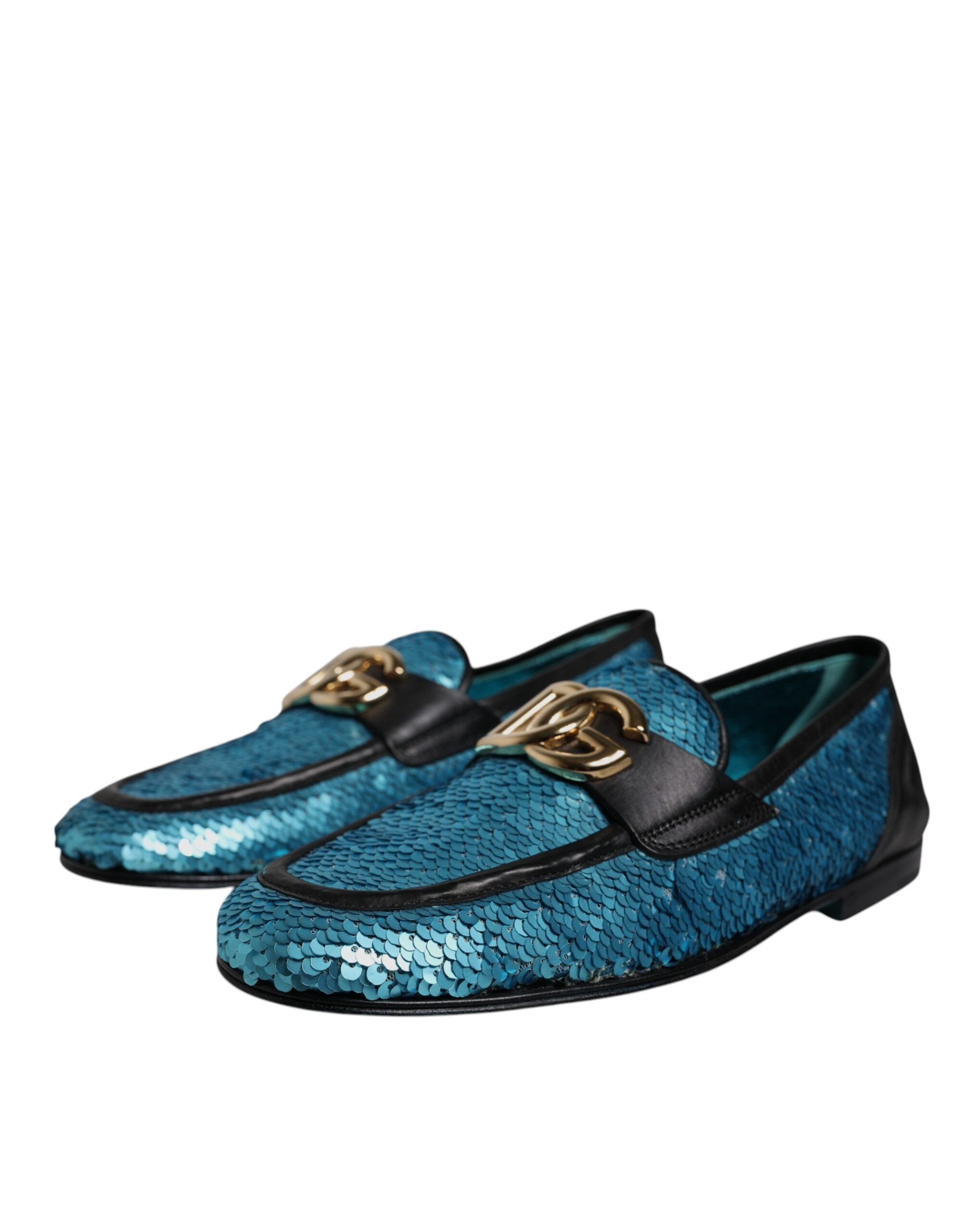 Dolce & Gabbana Blue Sequined Loafers Formal Dress Shoes Dolce & Gabbana