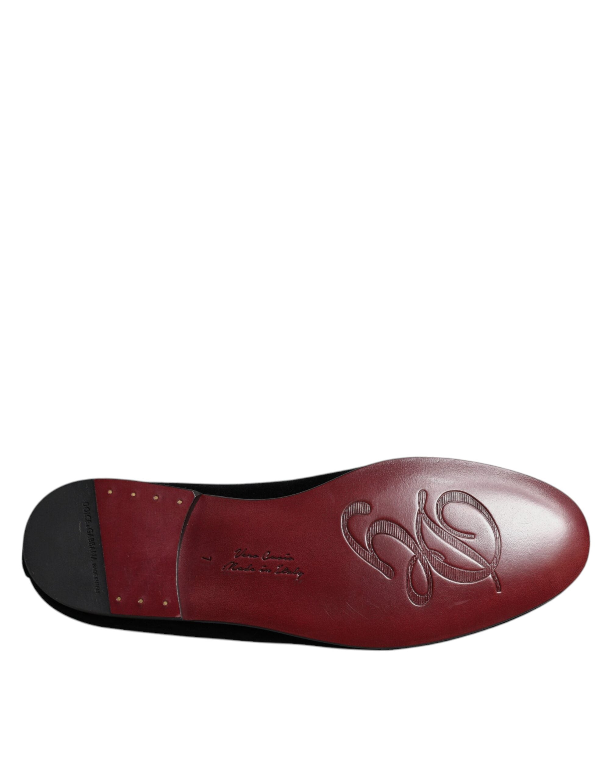 Dolce & Gabbana Black Velvet Crystal Crown Loafers Formal Dress Shoes Dolce & Gabbana