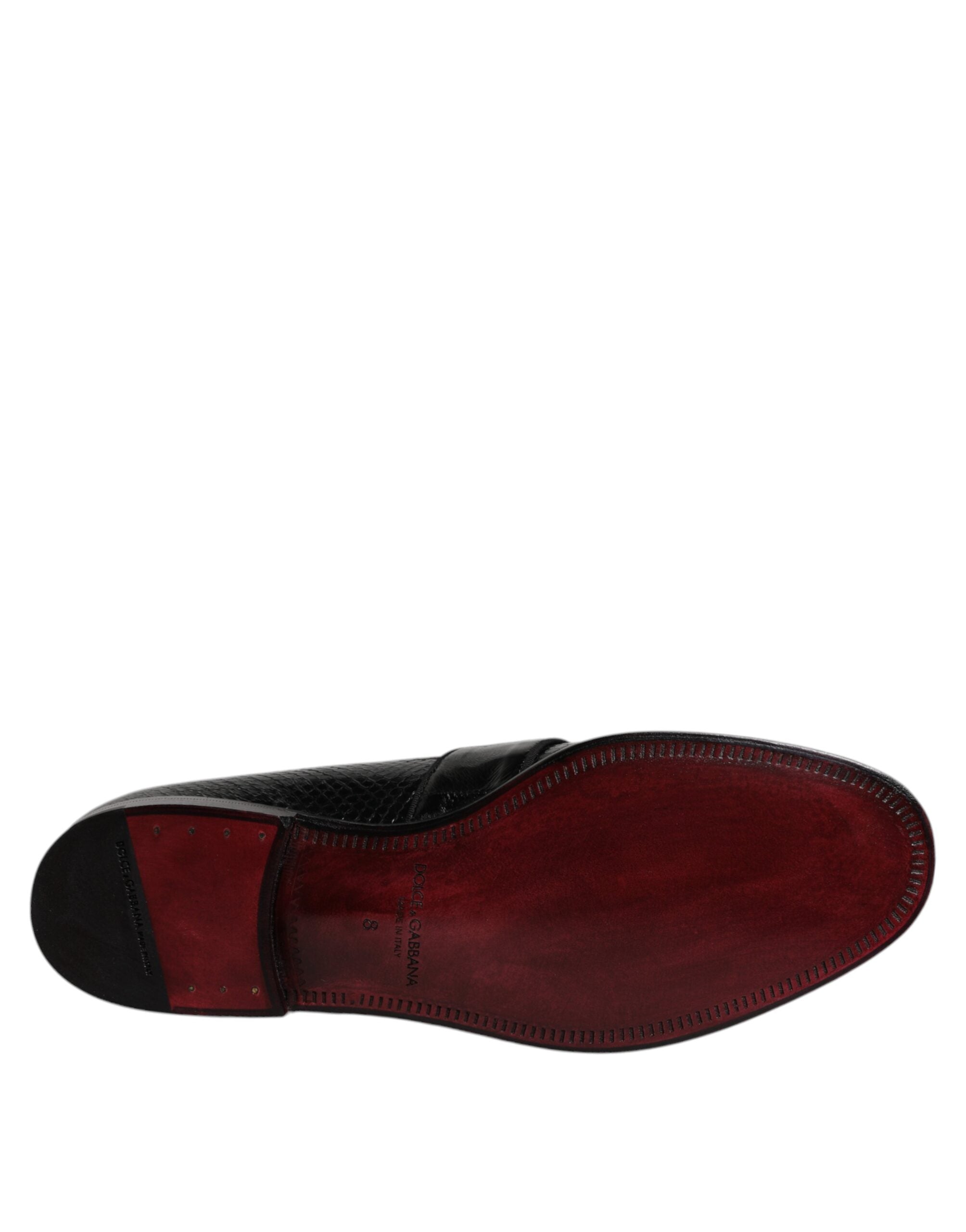 Dolce & Gabbana Black Exotic Leather DG Logo Loafers Formal Dress Shoes Dolce & Gabbana
