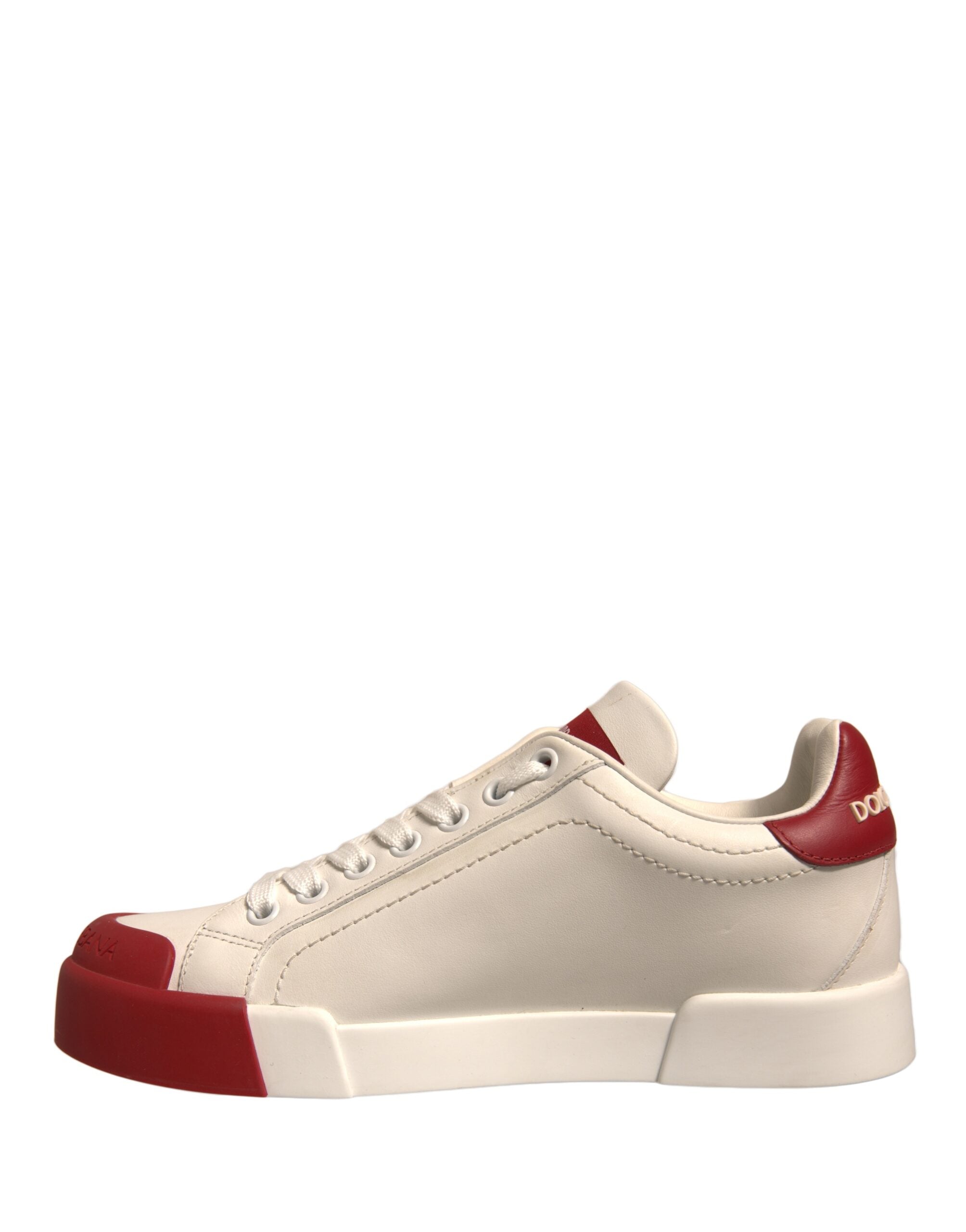Dolce & Gabbana Shoes White Leather Logo Portofino Sneakers Dolce & Gabbana