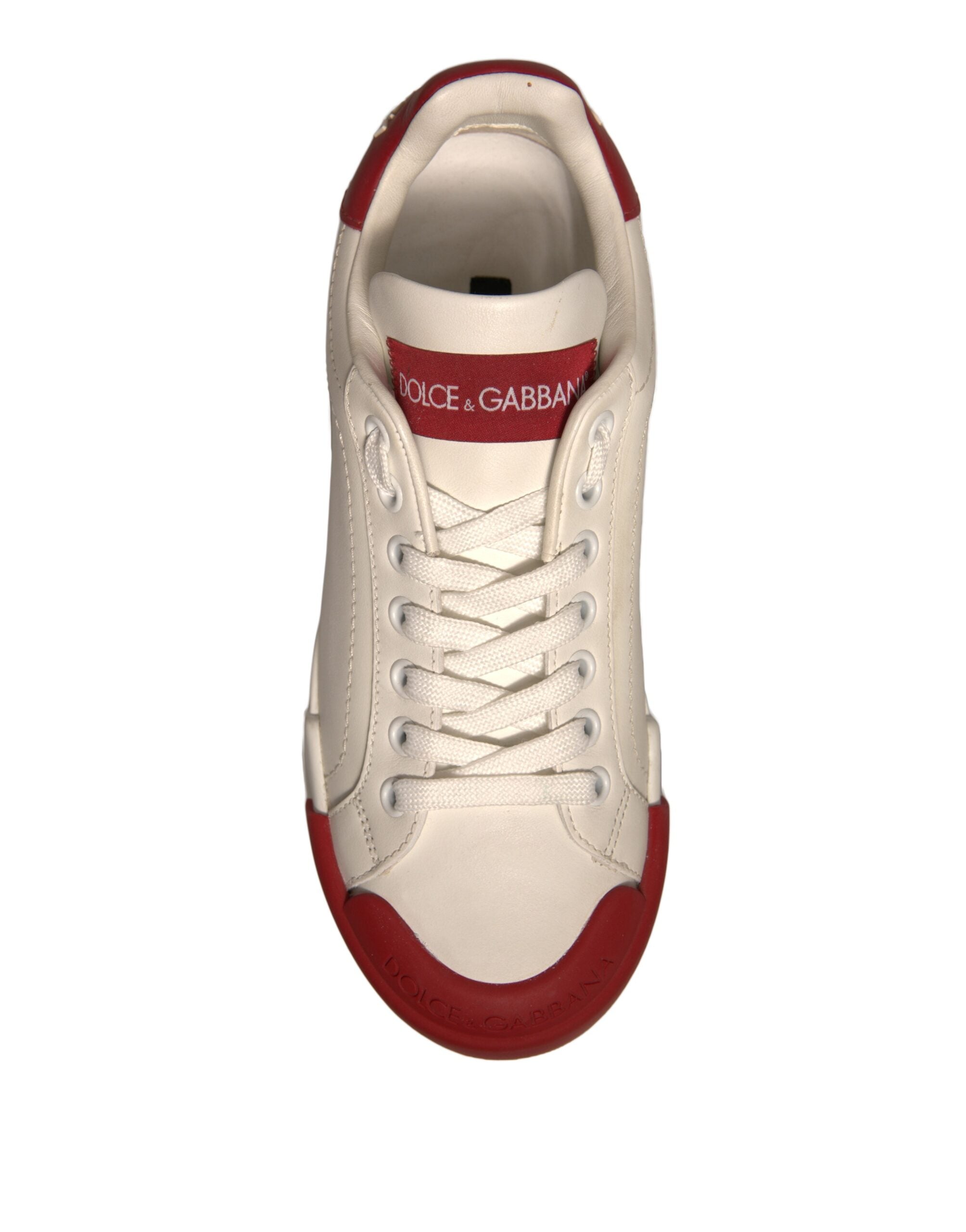 Dolce & Gabbana Shoes White Leather Logo Portofino Sneakers Dolce & Gabbana