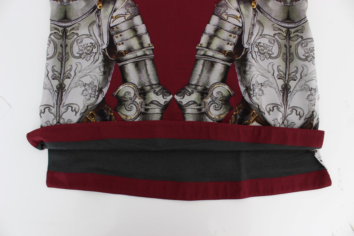 Dolce & Gabbana Red Knight Print Silk Blouse T-shirt Dolce & Gabbana
