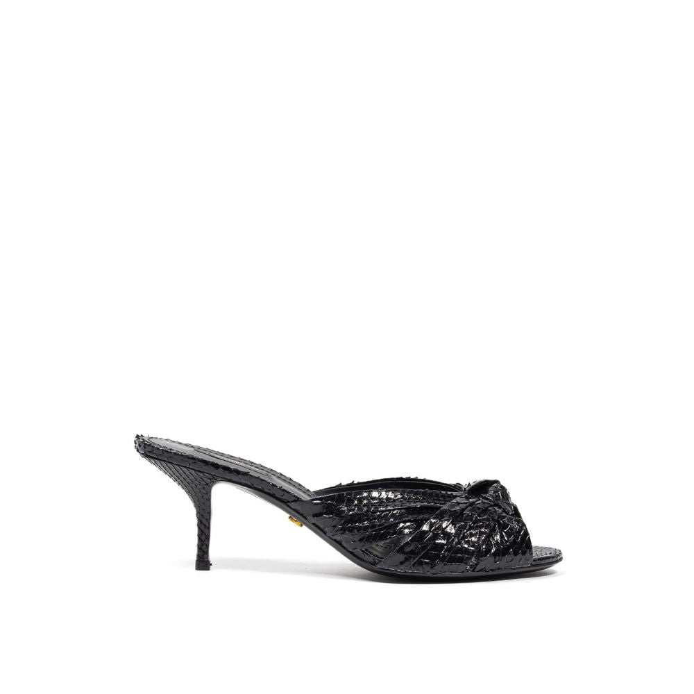 Dolce & Gabbana Black Snake Skin Platform Sandals Dolce & Gabbana