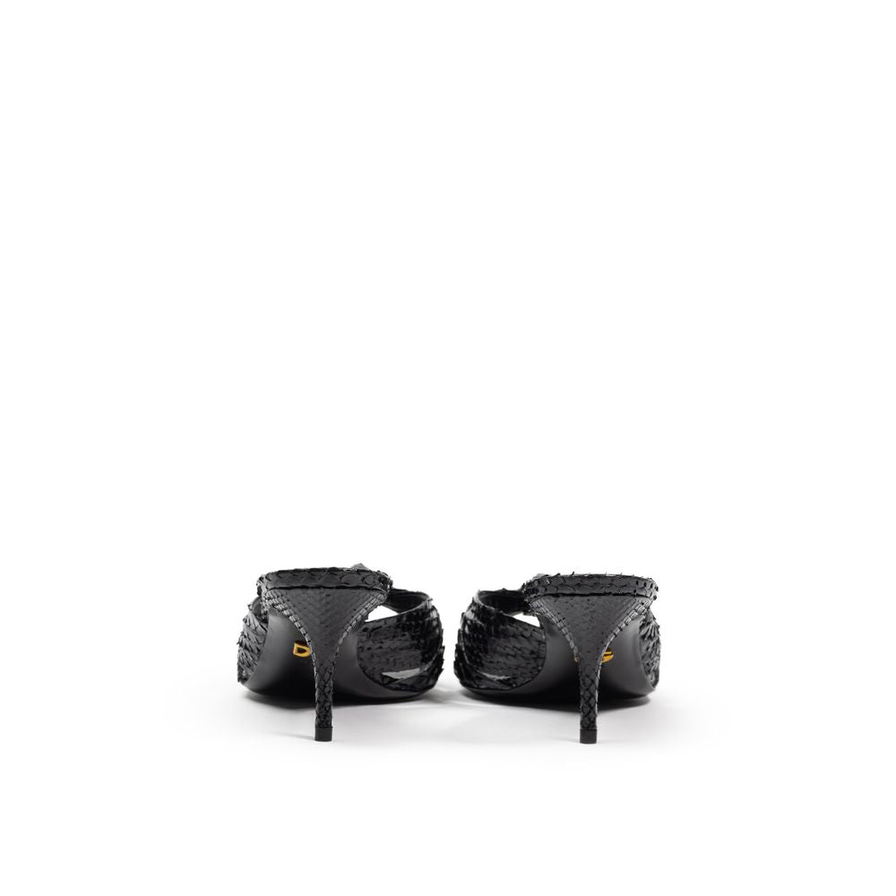 Dolce & Gabbana Black Snake Skin Platform Sandals Dolce & Gabbana