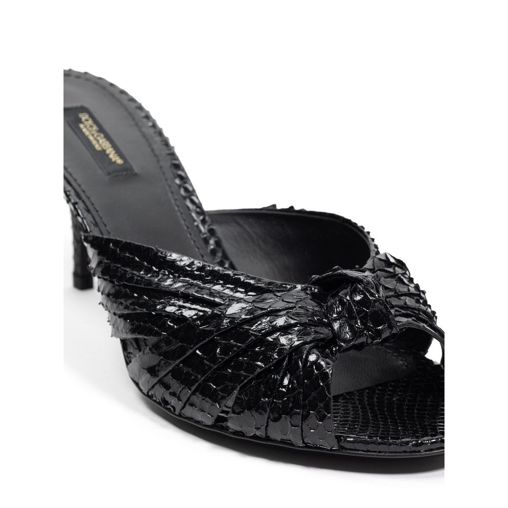 Dolce & Gabbana Black Snake Skin Platform Sandals Dolce & Gabbana