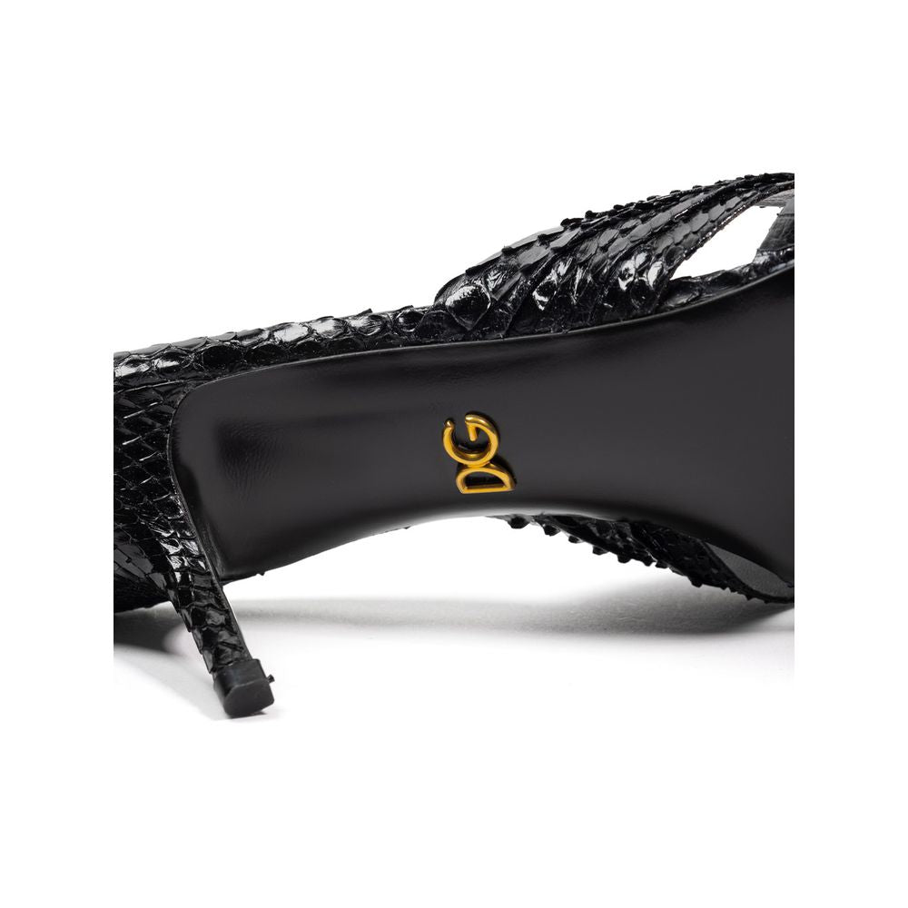 Dolce & Gabbana Black Snake Skin Platform Sandals Dolce & Gabbana