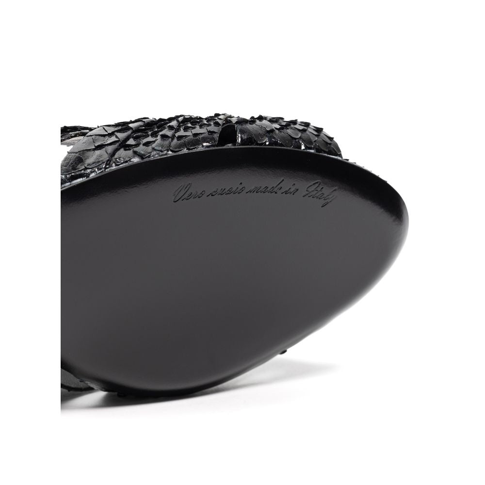 Dolce & Gabbana Black Snake Skin Platform Sandals Dolce & Gabbana