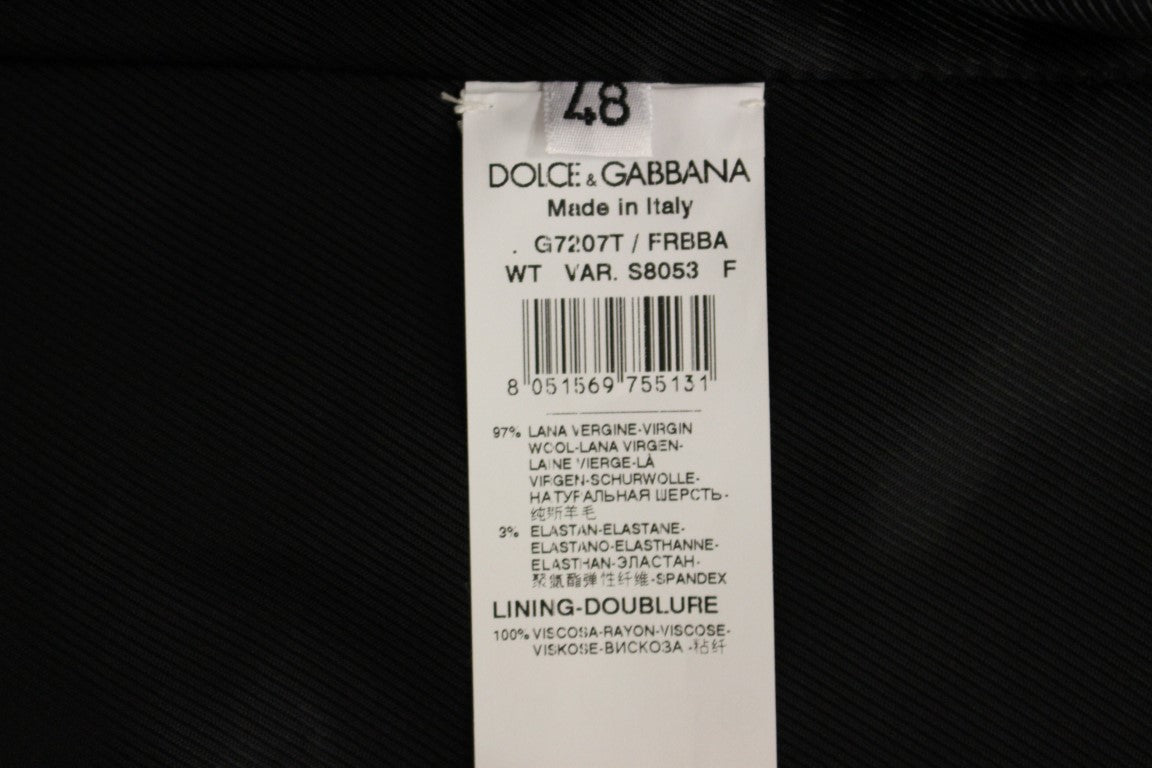 Dolce & Gabbana Black Striped Wool Logo Vest Dolce & Gabbana