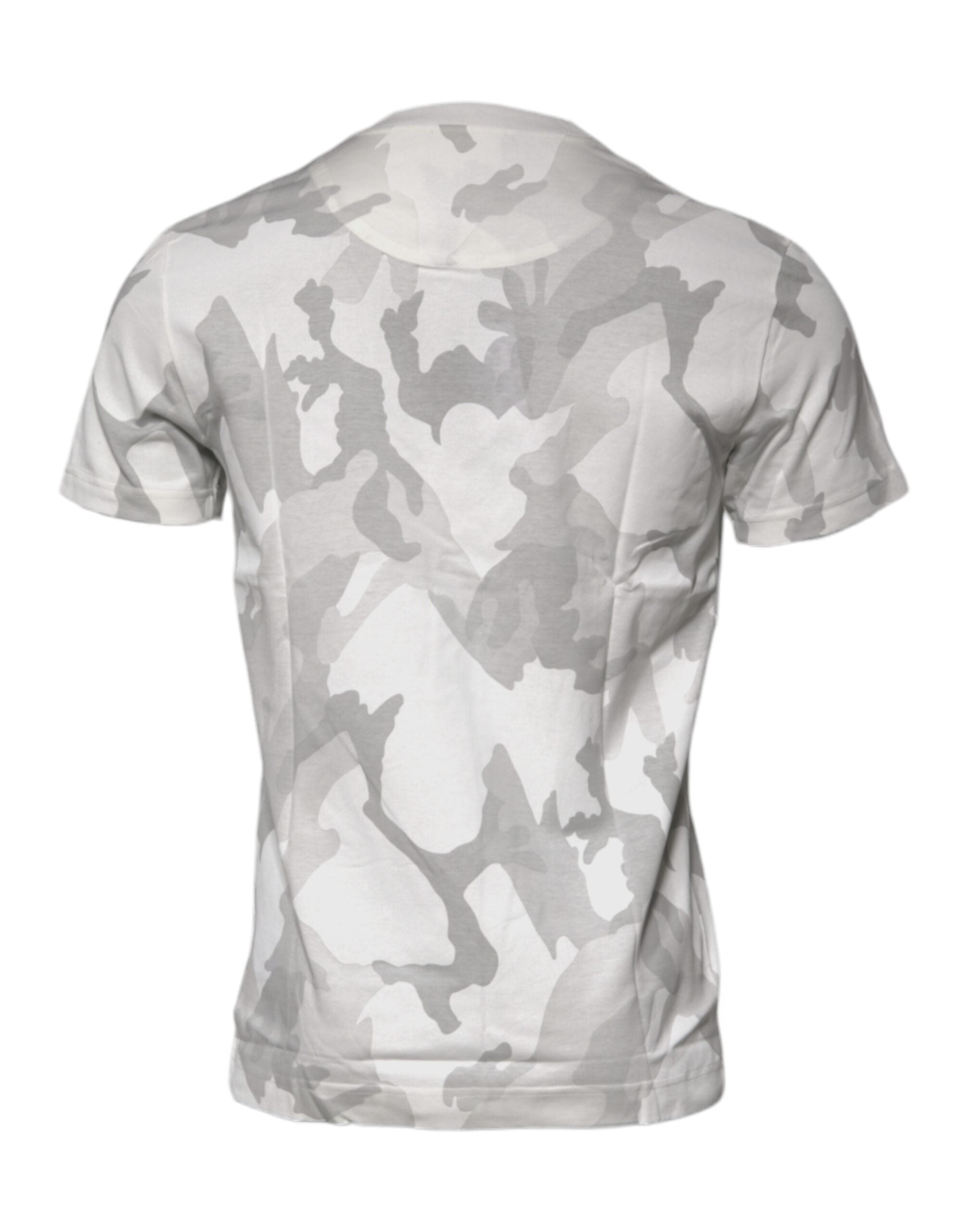 Dolce & Gabbana White Gray Camouflage Cotton Crew Neck T-shirt Dolce & Gabbana