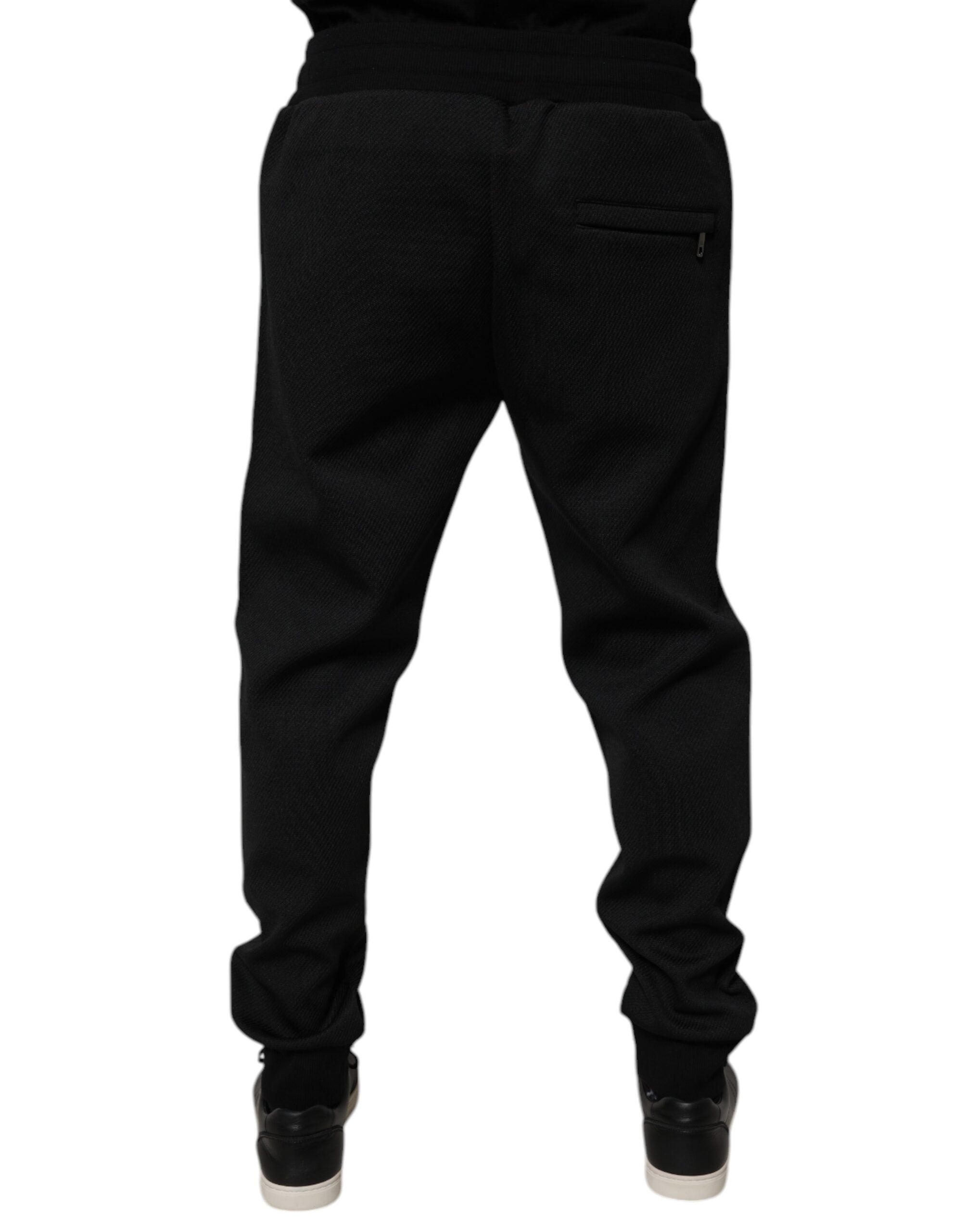 Dolce & Gabbana Black Polyester Men Jogger Sweatpants Pants Dolce & Gabbana