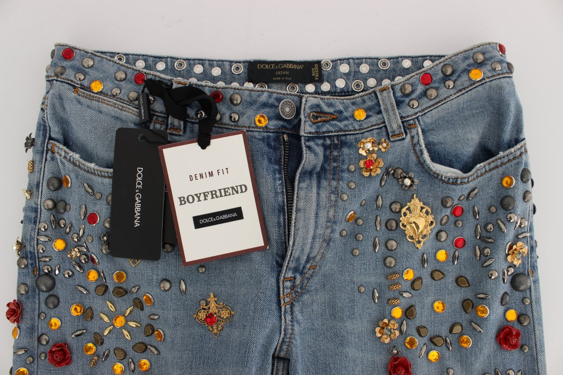 Dolce & Gabbana Crystal Roses Heart Embellished Jeans Dolce & Gabbana
