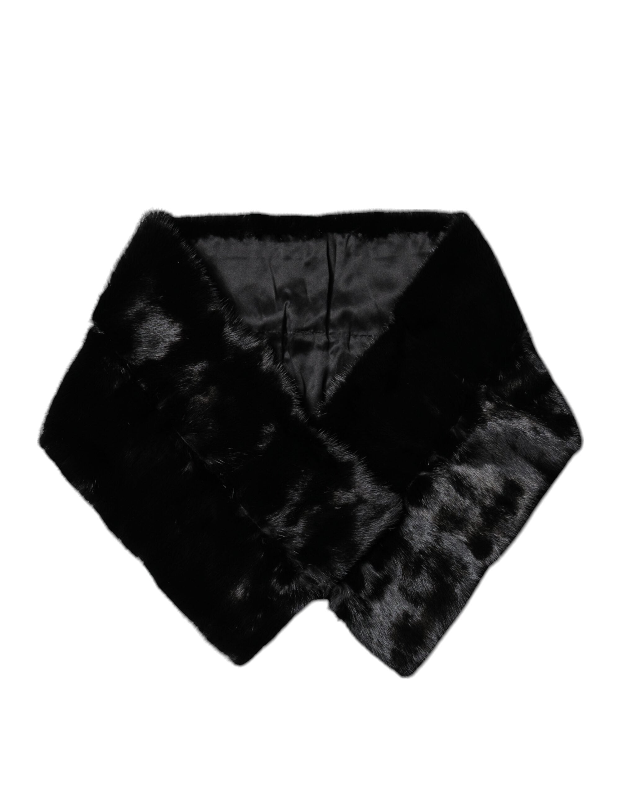 Dolce & Gabbana Black Fur Shawl Neck Wrap Cover Collar Scarf Dolce & Gabbana