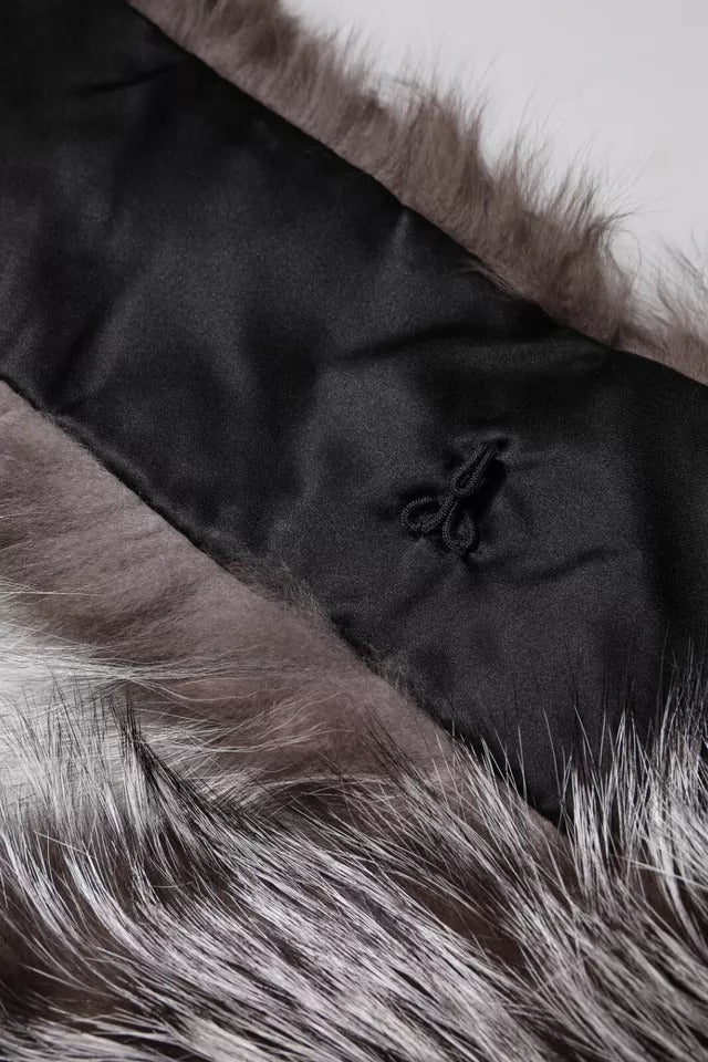 Dolce & Gabbana Gray Fox Fur Neck Wrap Warmer Winter Scarf Dolce & Gabbana