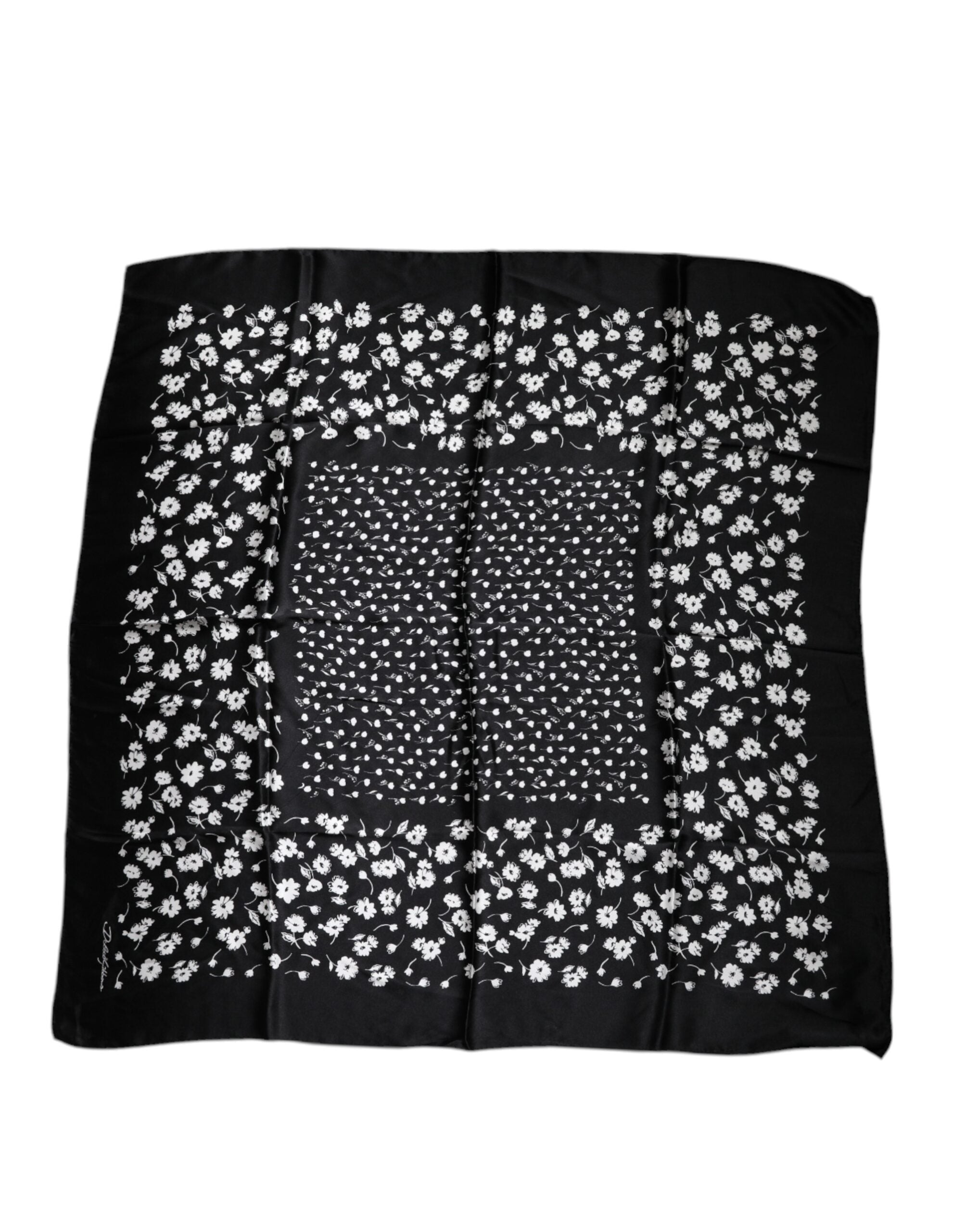 Dolce & Gabbana Black Floral Silk Square Wrap Shawl Scarf Dolce & Gabbana