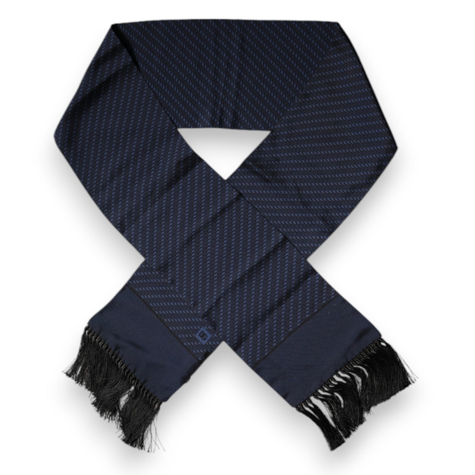 Dolce & Gabbana Dark Blue Fantasy Fringes Neck Wrap Scarf Dolce & Gabbana