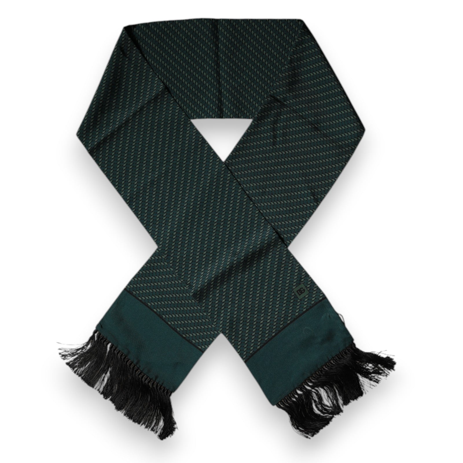 Dolce & Gabbana Dark Green Fantasy Fringes Neck Wrap Scarf Dolce & Gabbana