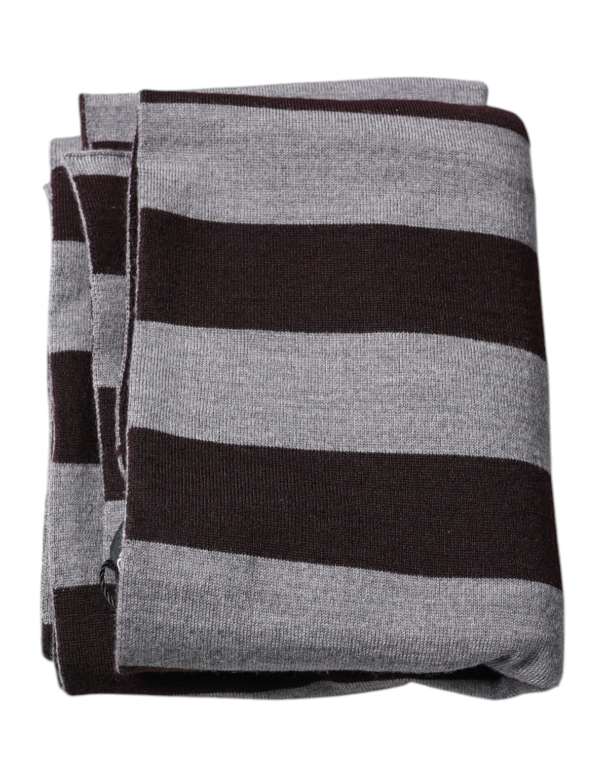 Dolce & Gabbana Black Gray Stripes Wool Neck Wrap Scarf