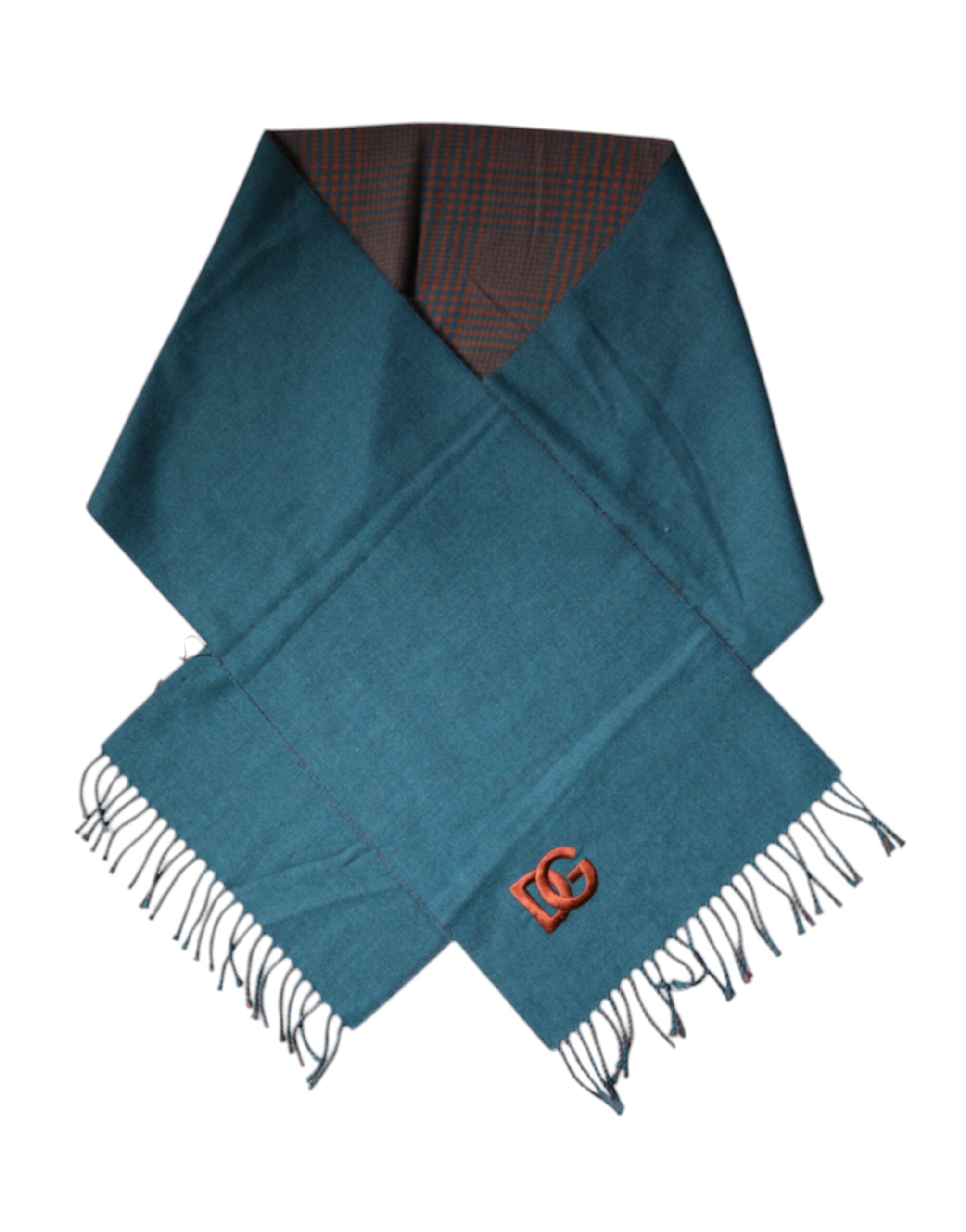 Dolce & Gabbana Blue Green Wool Fringes Wrap Shawl Scarf Dolce & Gabbana