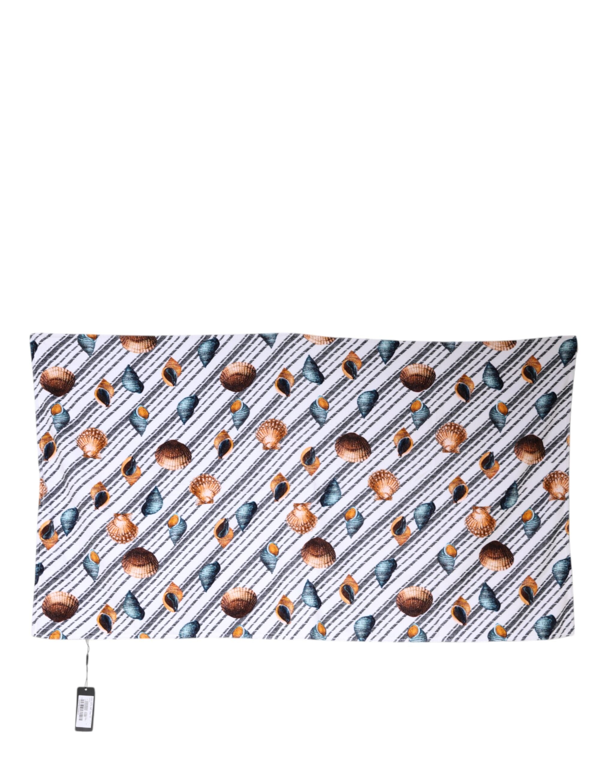 Dolce & Gabbana Multicolor Stripes Seashells Beach Towel Dolce & Gabbana