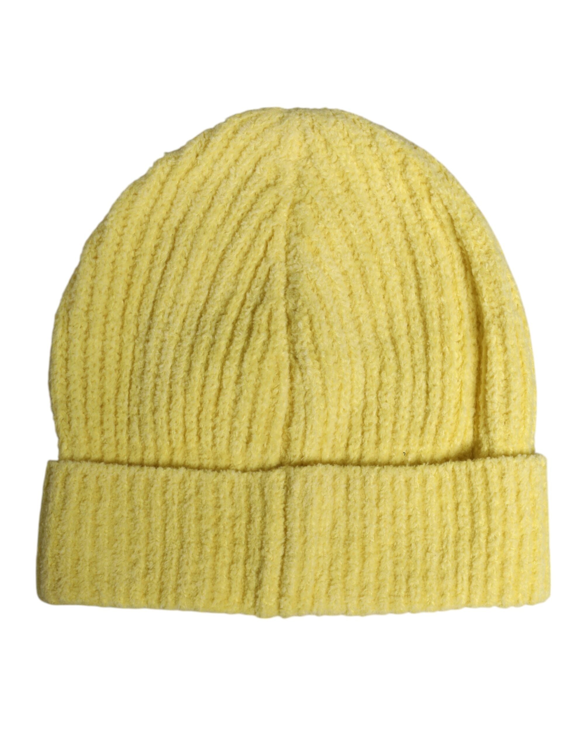 Dolce & Gabbana Yellow Cotton Knitted Winter Beanie Hat Dolce & Gabbana