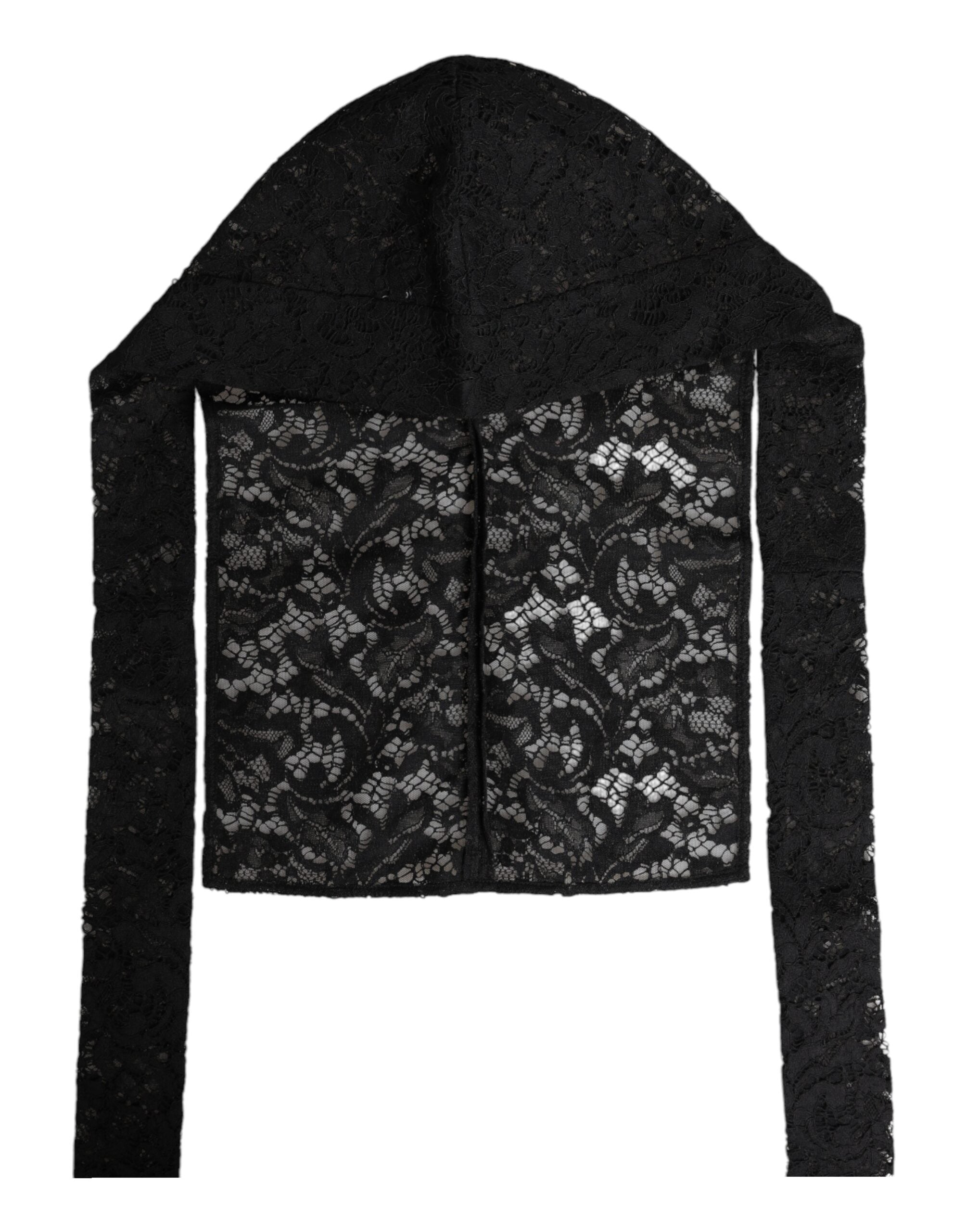 Dolce & Gabbana Black Floral Lace Whole Head Wrap Hat Dolce & Gabbana
