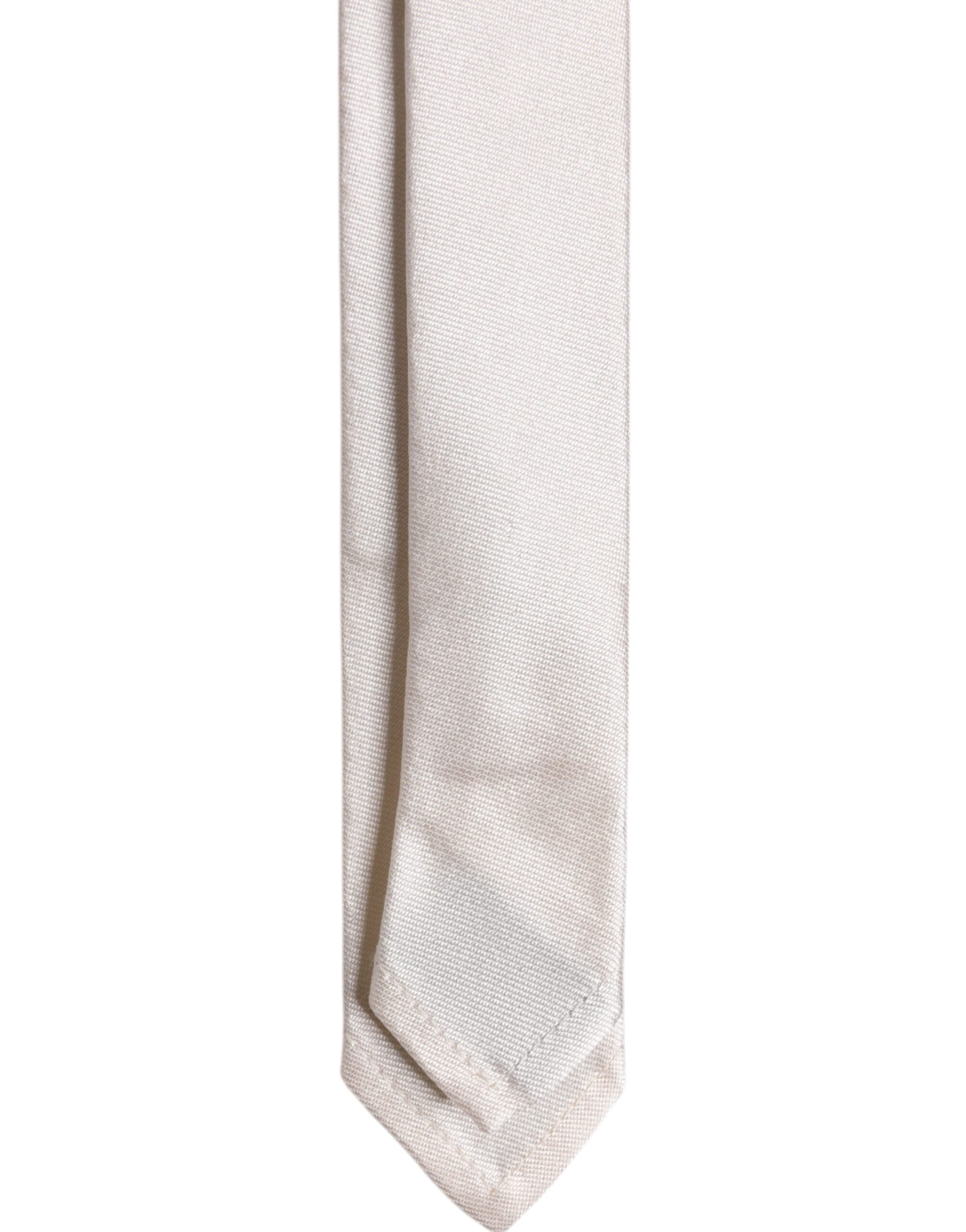 Dolce & Gabbana White Solid Silk Adjustable Necktie Tie Dolce & Gabbana