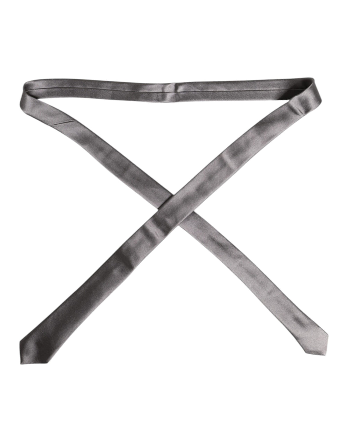 Dolce & Gabbana Metallic Silver Silk Adjustable Necktie Tie