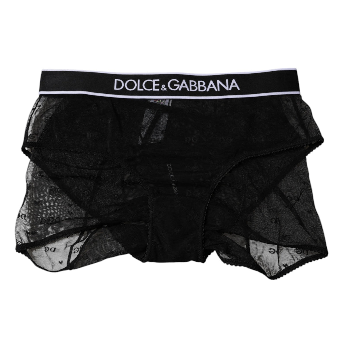 Dolce & Gabbana Black Tulle Nylon Mid Waist Panty Underwear