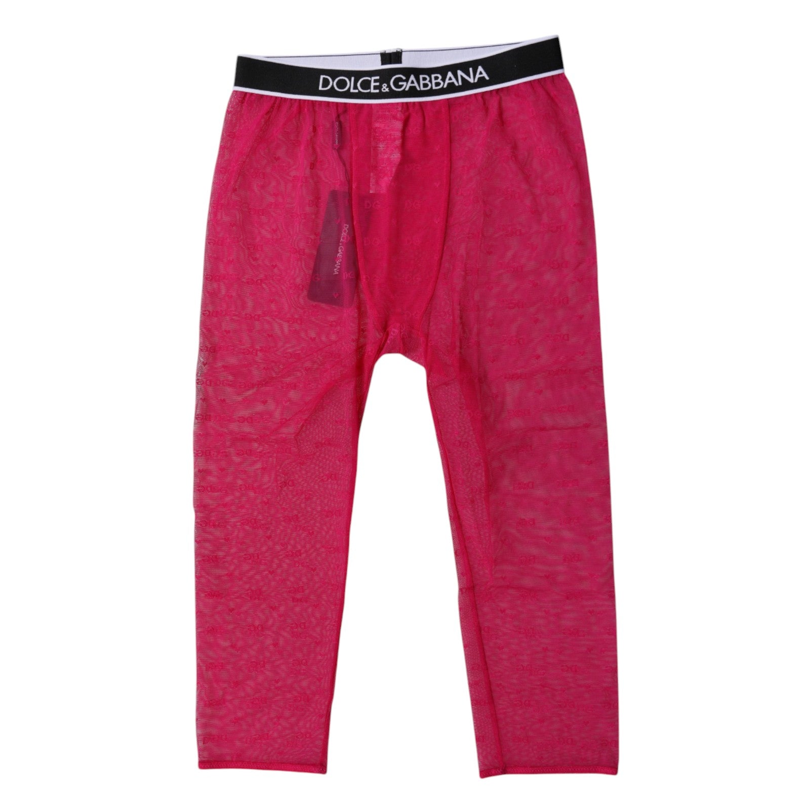 Dolce & Gabbana Fuchsia DG Logo Nylon Cropped Tights Underwear Dolce & Gabbana