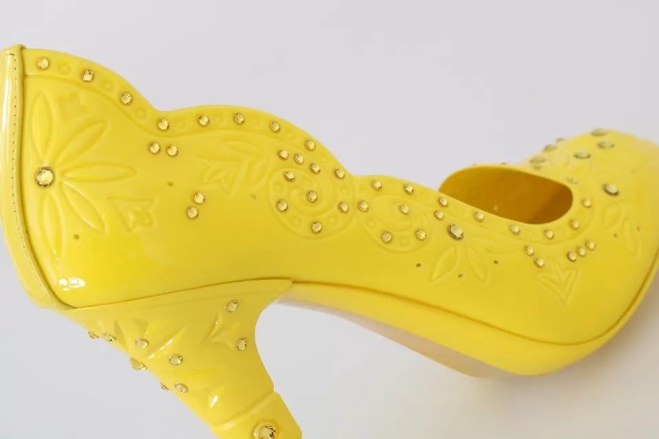 Dolce & Gabbana Yellow Crystal Heels CINDERELLA Shoes Dolce & Gabbana