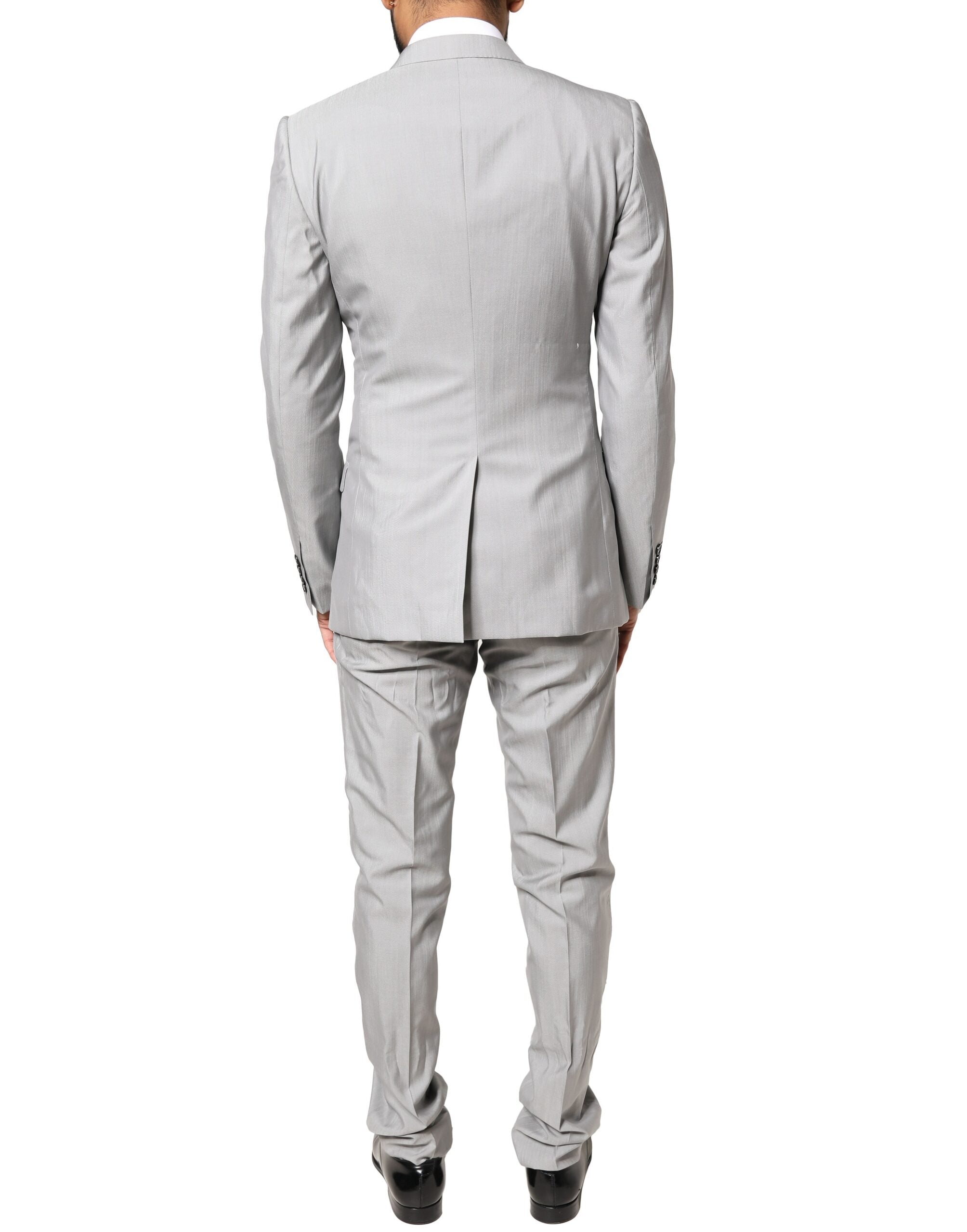 Dolce & Gabbana Light Gray Wool GOLD 2 Piece Formal Suit Dolce & Gabbana