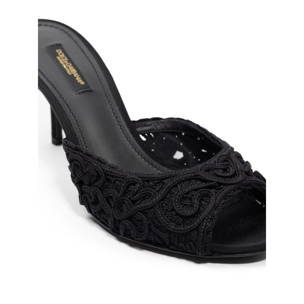 Dolce & Gabbana Black Cotton Mules Dolce & Gabbana