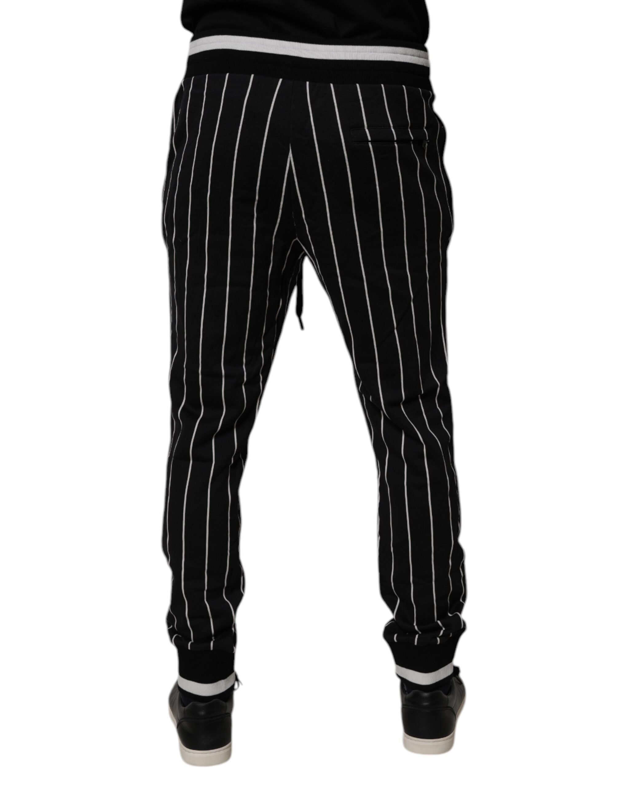 Dolce & Gabbana Black White Stripes Jogger Sweatpants Pants Dolce & Gabbana