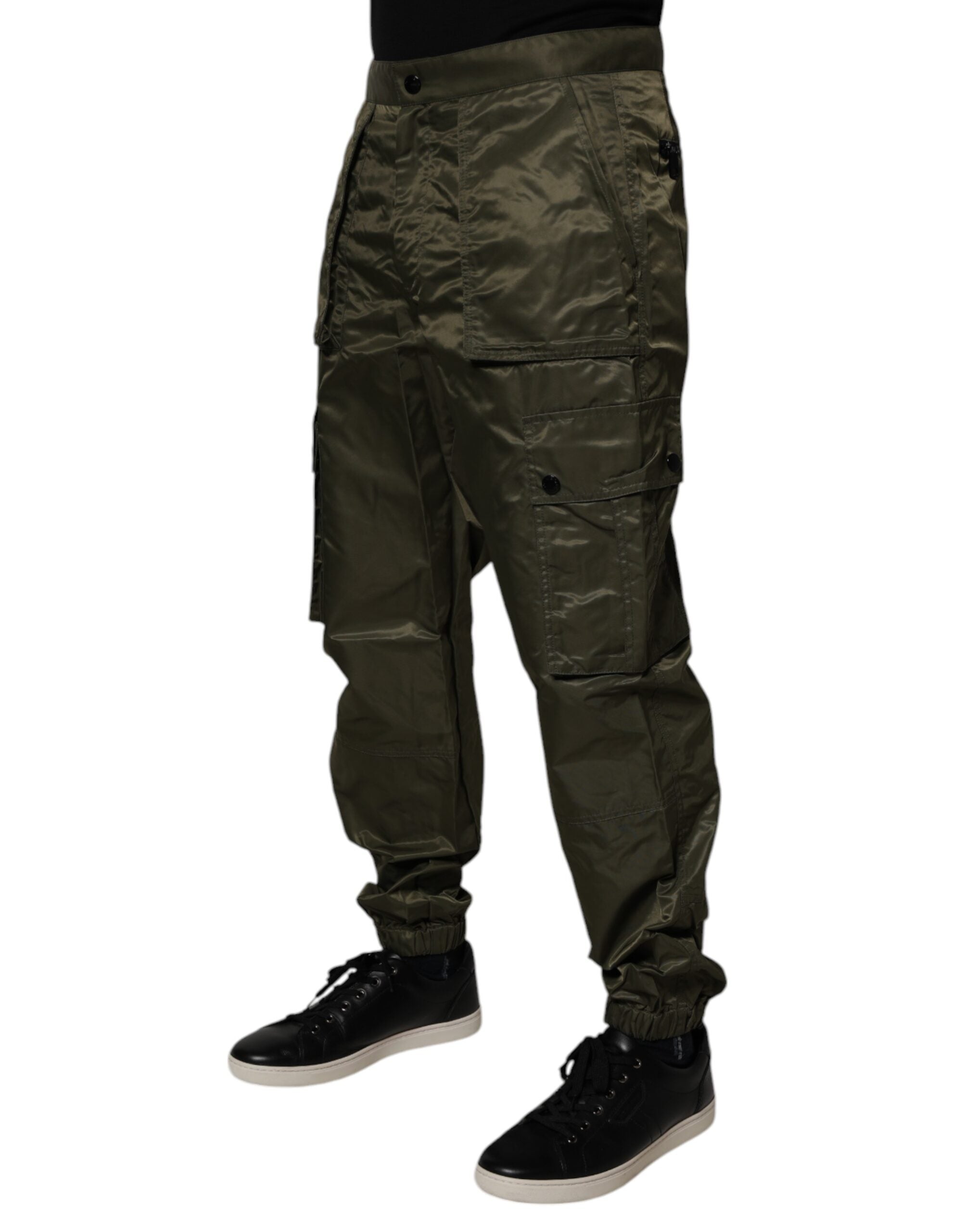 Dolce & Gabbana Dark Green Nylon Cargo Pants Dolce & Gabbana