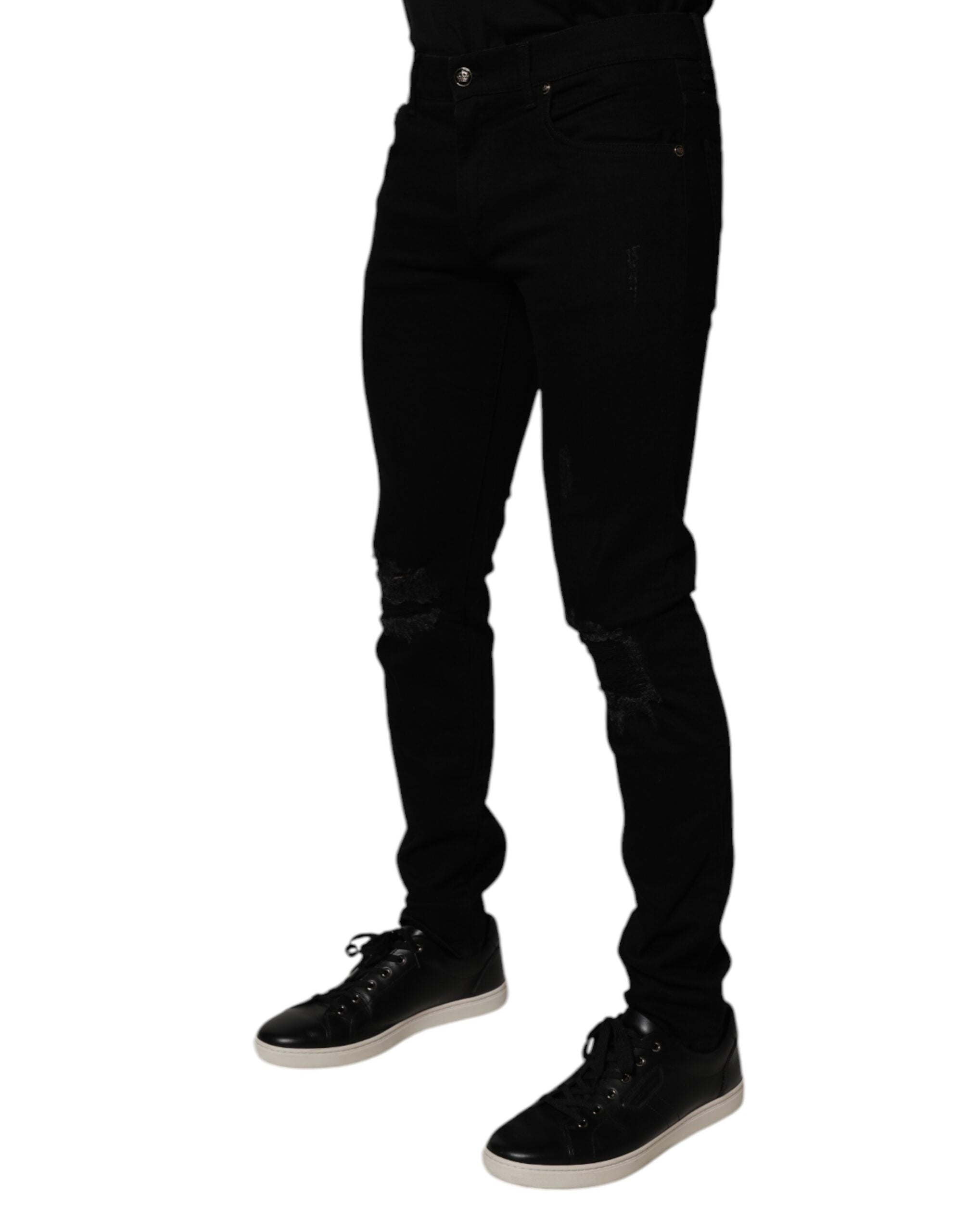 Dolce & Gabbana Black Cotton Stretch Skinny Men Denim Jeans Dolce & Gabbana