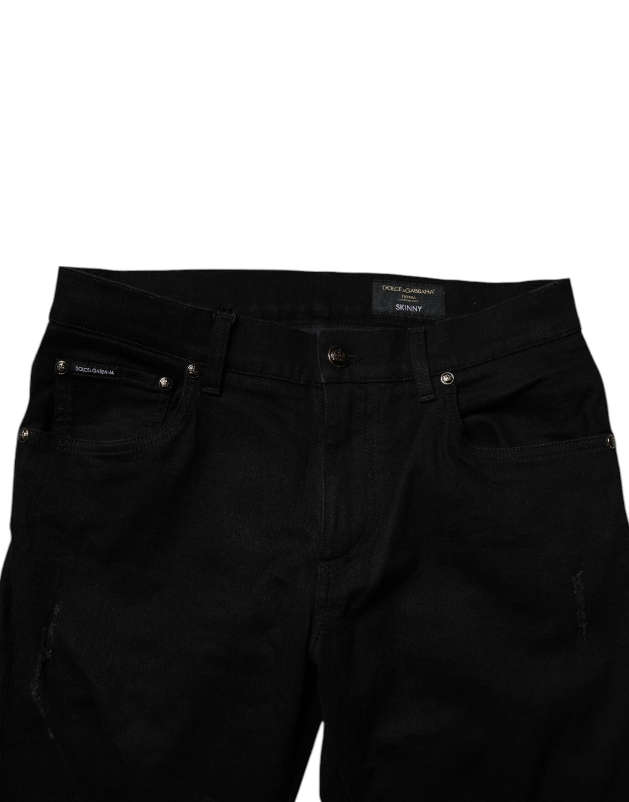 Dolce & Gabbana Black Cotton Stretch Skinny Men Denim Jeans Dolce & Gabbana