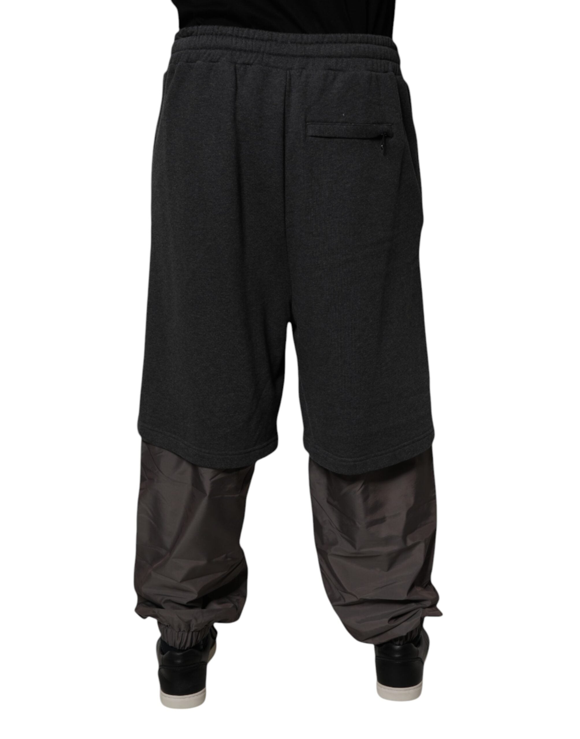 Dolce & Gabbana Dark Gray Cotton Layered Straight Sweatpants Pants Dolce & Gabbana