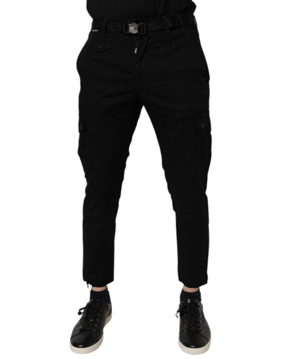 Dolce & Gabbana Black Cotton Stretch Skinny Cargo Denim Jeans