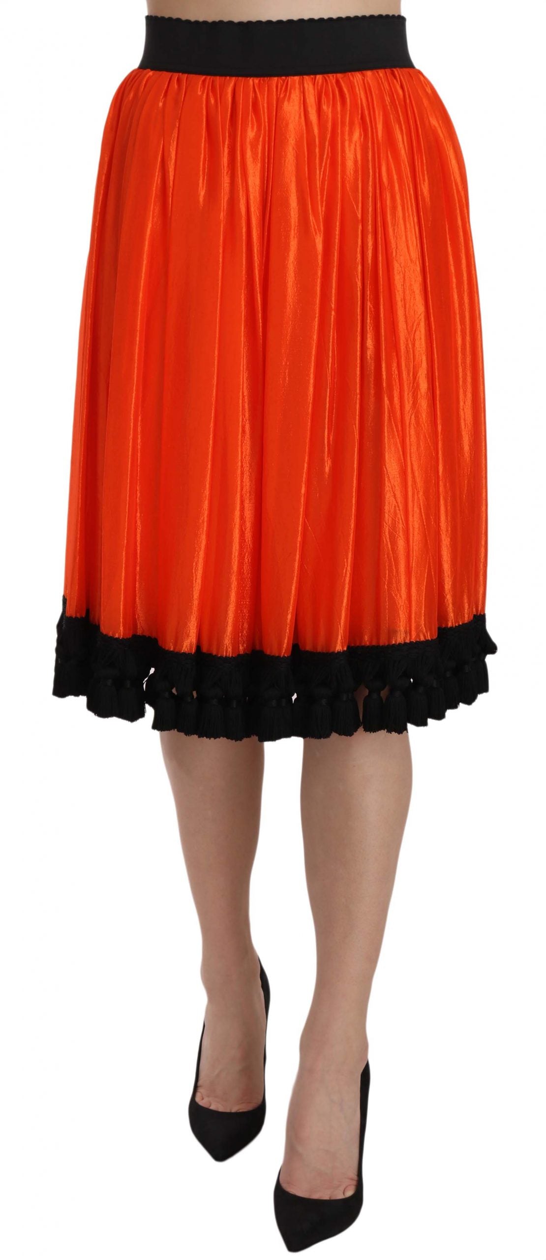 Dolce & Gabbana Orange High Waist Knee Length Skirt Dolce & Gabbana