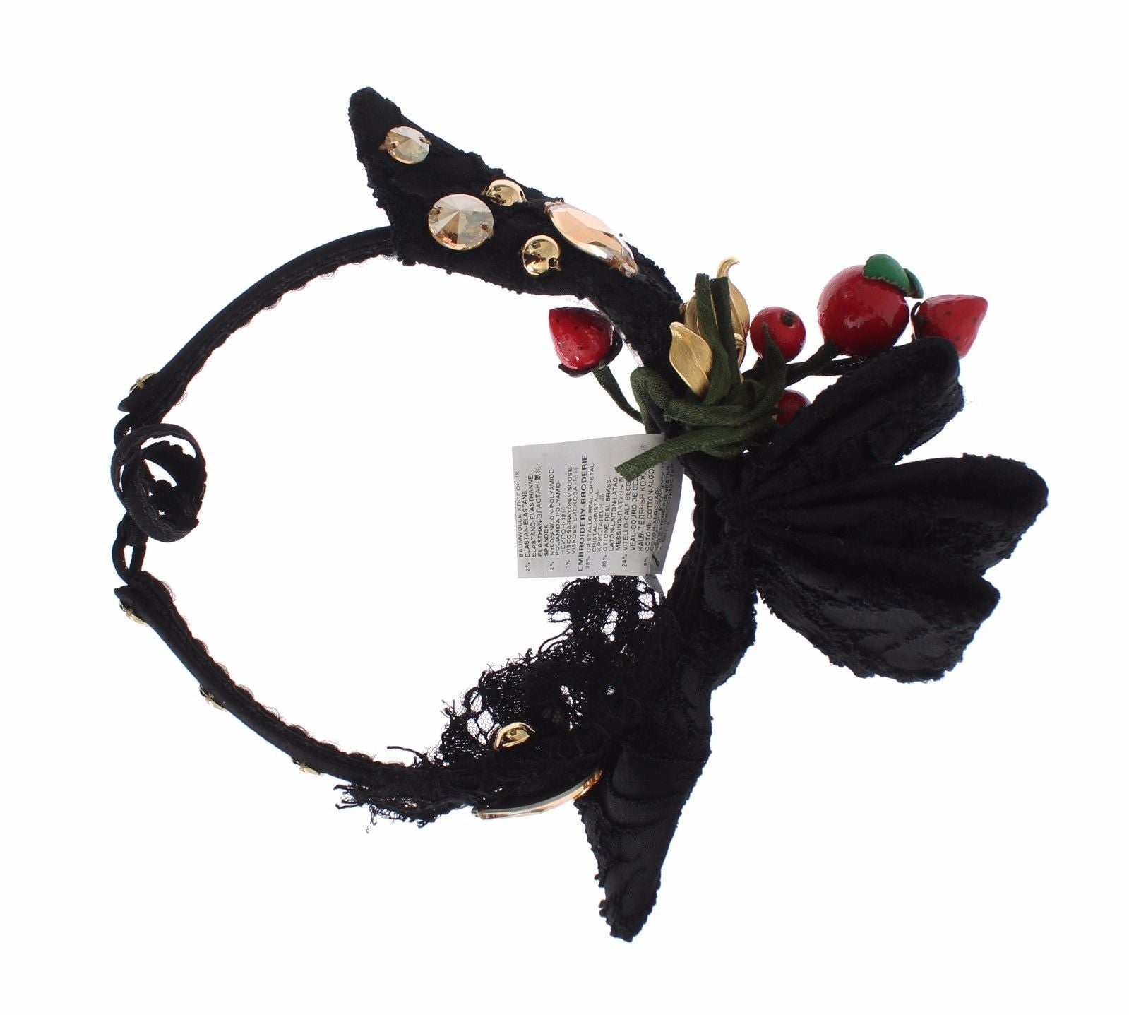 Dolce & Gabbana Diadem Headband Tiara Berry Fruit Crystal Bow Hair Dolce & Gabbana